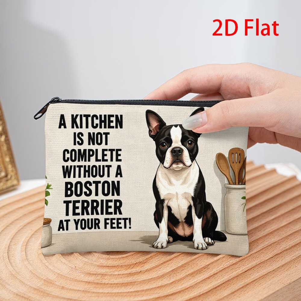 TEMU Portamonete, Compagno da Cucina Terrier di Boston - Materiale , Portamonete Portatile per Chiavi, un Pratico Organizer per Monete, Regalo per