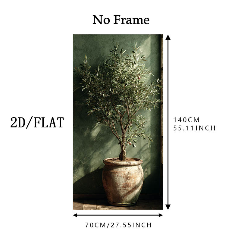 TEMU 2d Flat, 2d Flat 1pc 27.5x55.1in 70x140cm Large Canvas Printing Potted Olive Decor Canvas Art Print Living Room Bedroom Fashion Mural Poster