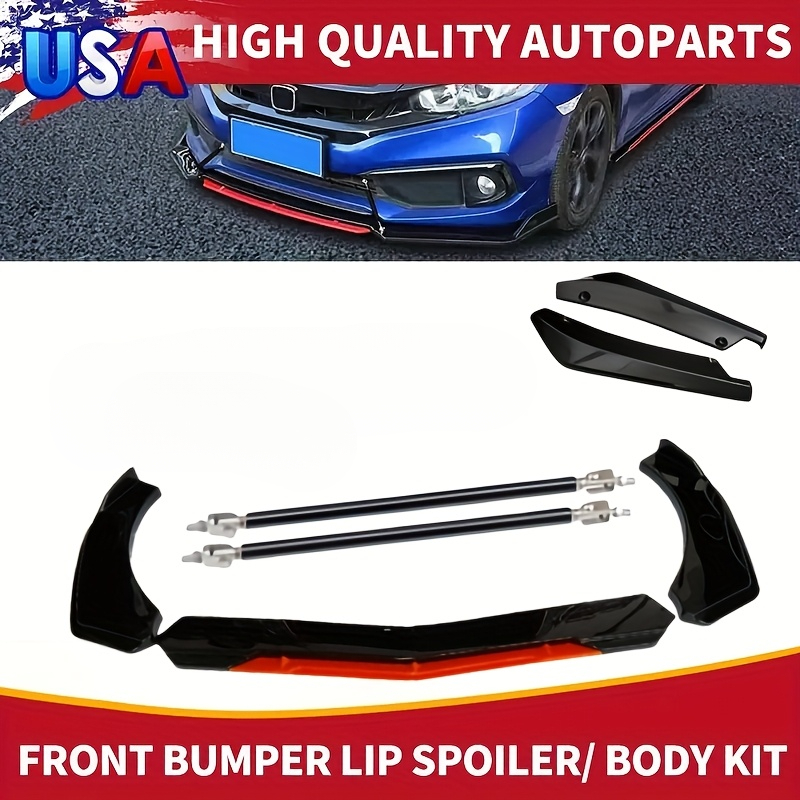 Black & Red Universal Body Kit – Front Lip, Side Skirts, Rear Lip – For Nissan Altima And More
