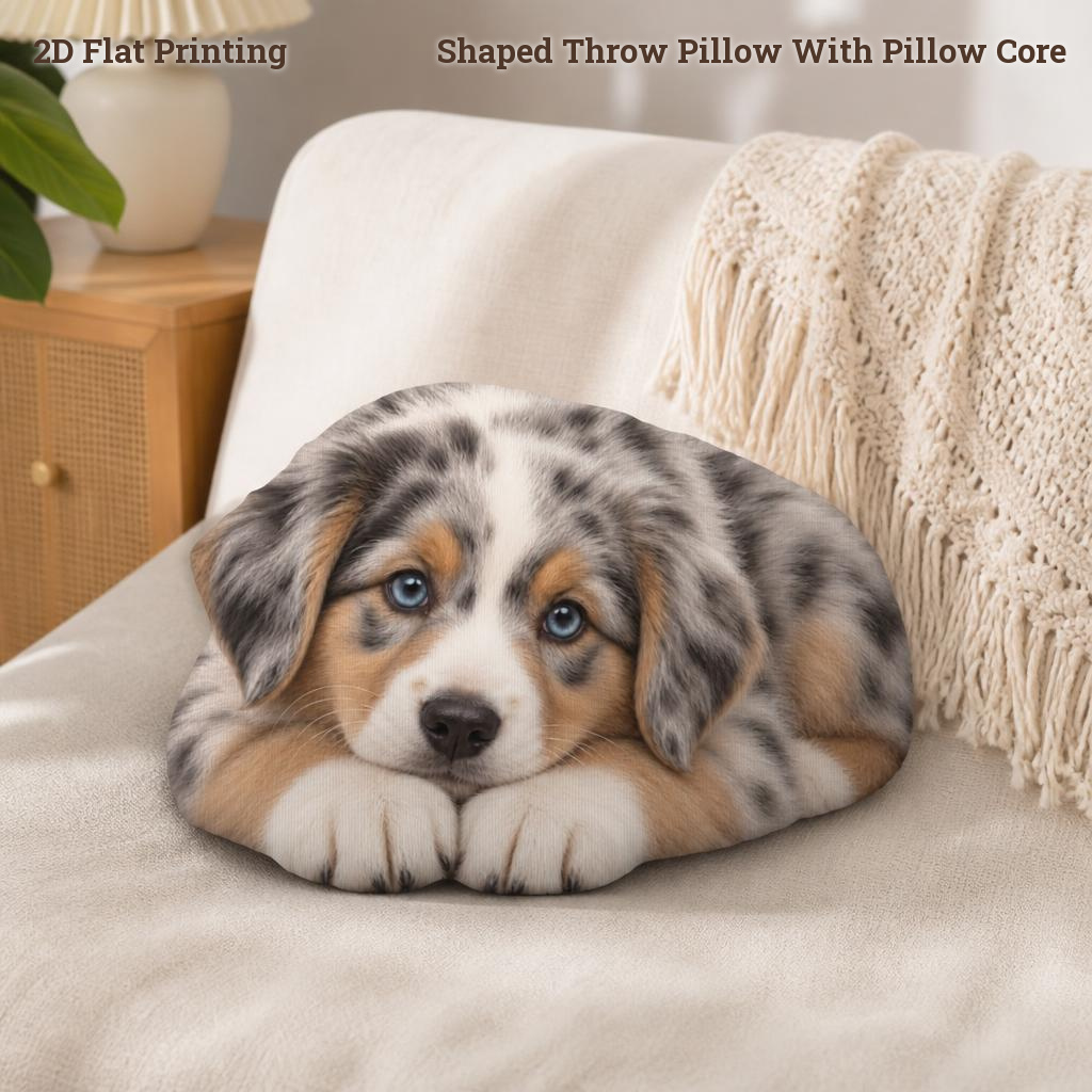 TEMU Coussin décoratif photoréaliste de pour pattes larges de chien australien, idéal pour chambre à coucher, canapé, cadeau de pendaison de