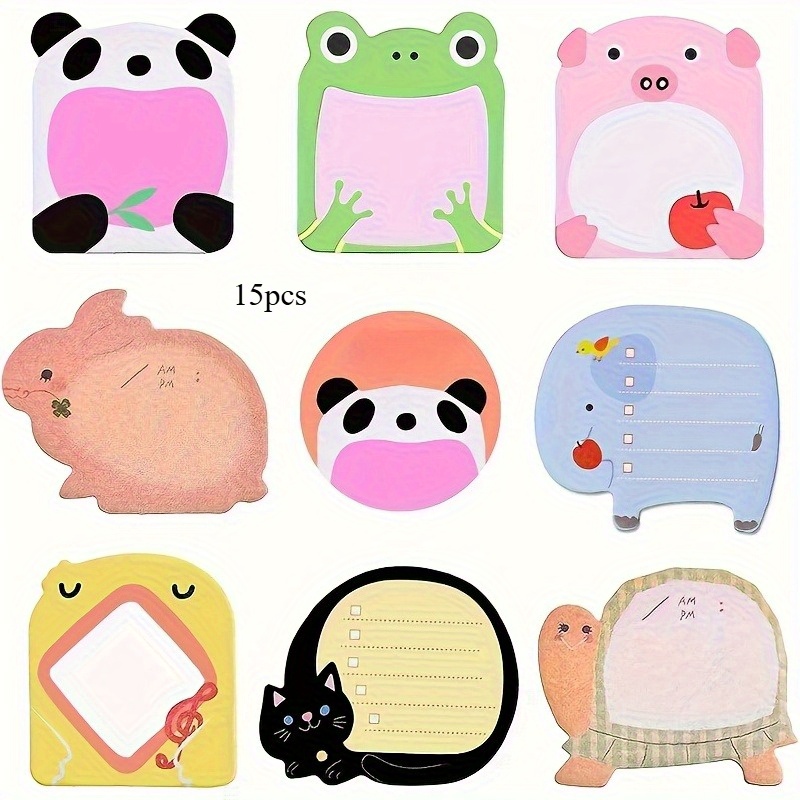 Image of 15/30pcs Cute Animal Sticky Notes - Adorable Party Bag Fillers, Panda, Frog, Lion & More Designs, Perfect For Party Favors, Classroom Rewards & Creative Games | | Colorful Sticky Notes