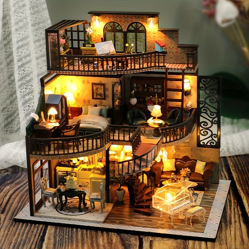 set large scale diy miniature dollhouse kit furniture Temu
