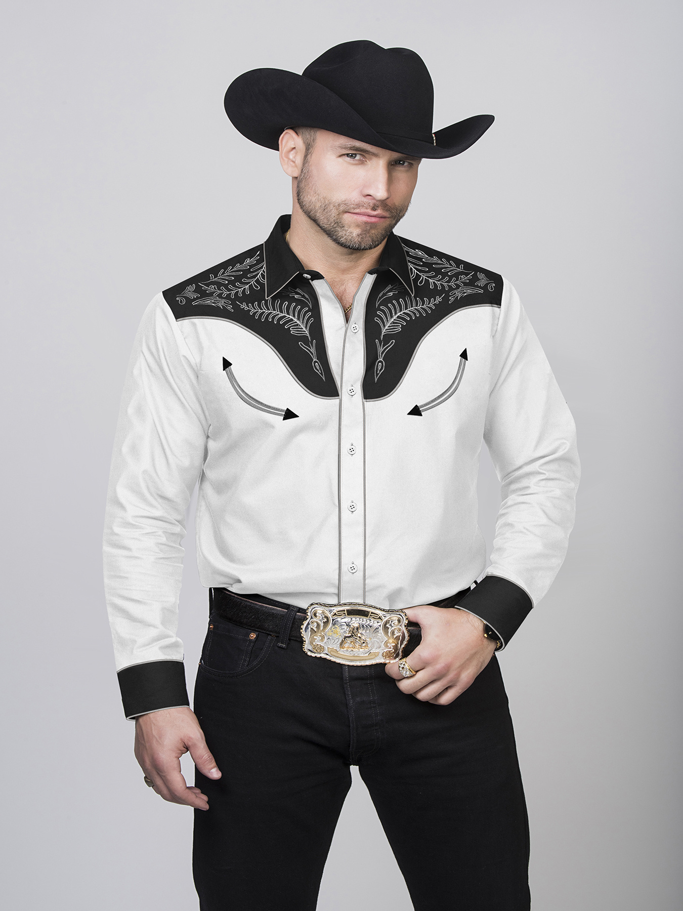 men's western cowboy shirt embroidered long sleeve cotton - Temu