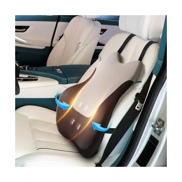 ergonomic lumbar support pillow for office chair & car back support - cushion with adjustable straps, lower back relief, black, hand wash only, ideal for gaming & desk chairs, backrest pillow, comfortable seating, contoured design, durable construction Product details 16