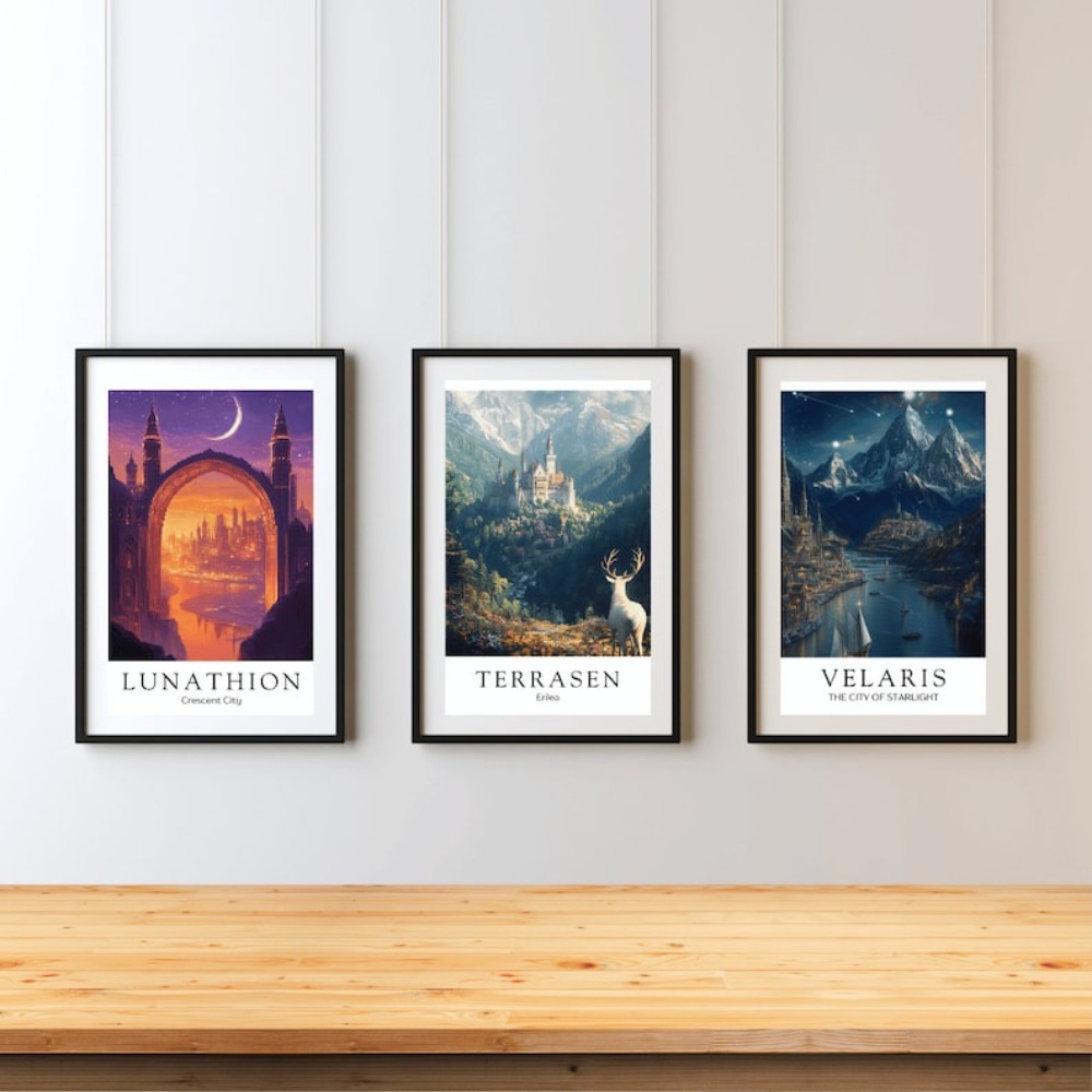 TEMU 3pcs Frameless Canvas Painting J : , Terrasen, Lunathion ()