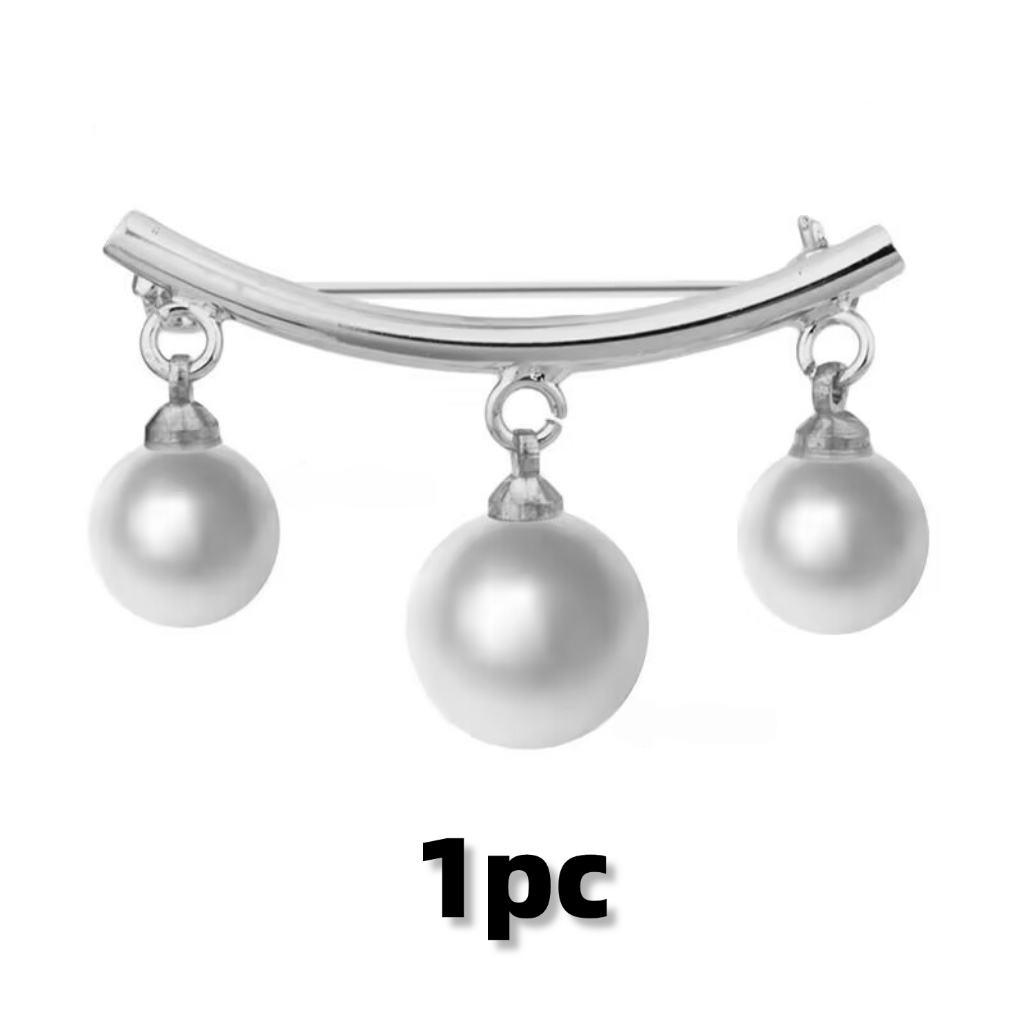 TEMU 1pc Elegant Pearl Brooch Pin - Golden-tone Metal Clasp For Scarves, Cardigans & Dresses, Secure Waist Accessory With White & Pink Accents,