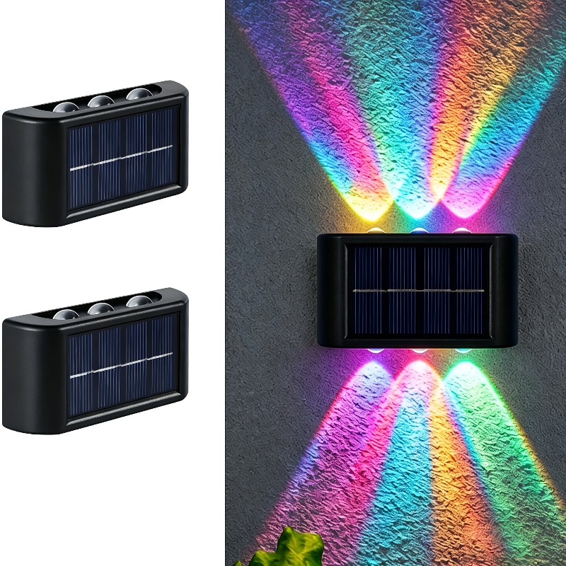 TEMU 2 Solar-powered Wall Lights, Wall Sconces, Smart Lights, Sensor,, Automatically Turns On At , Auto-changing Colors, Outdoor Ambient Lighting,
