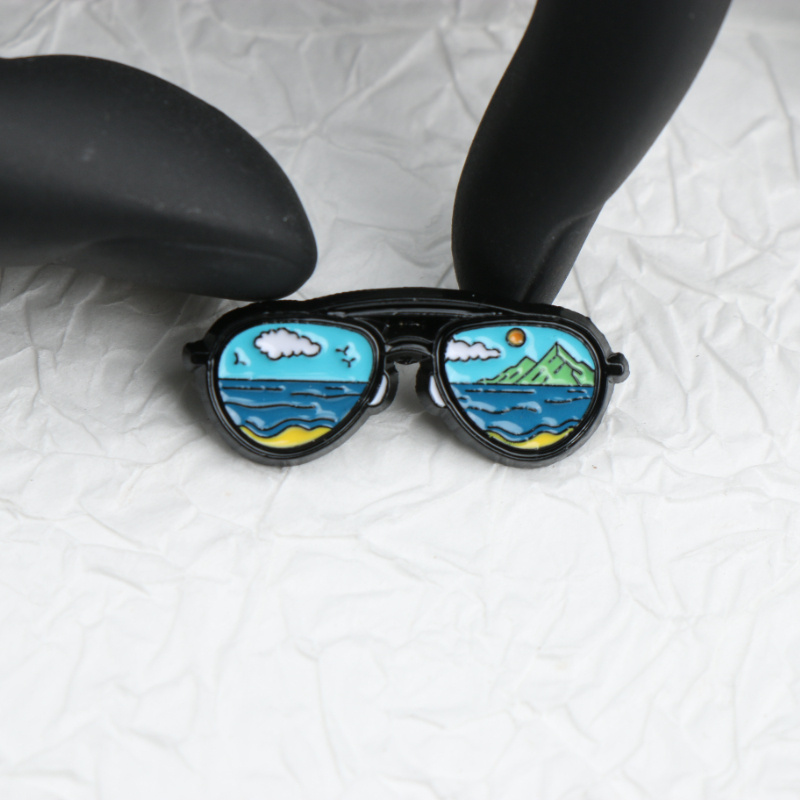 enamel beach glasses brooch pin stylish alloy accessory Temu