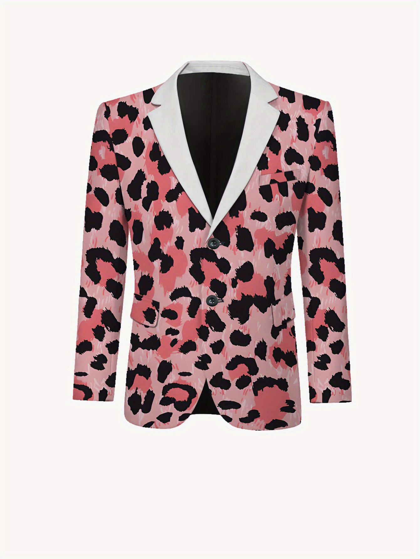 men's casual leopard print suit black white long sleeve Temu