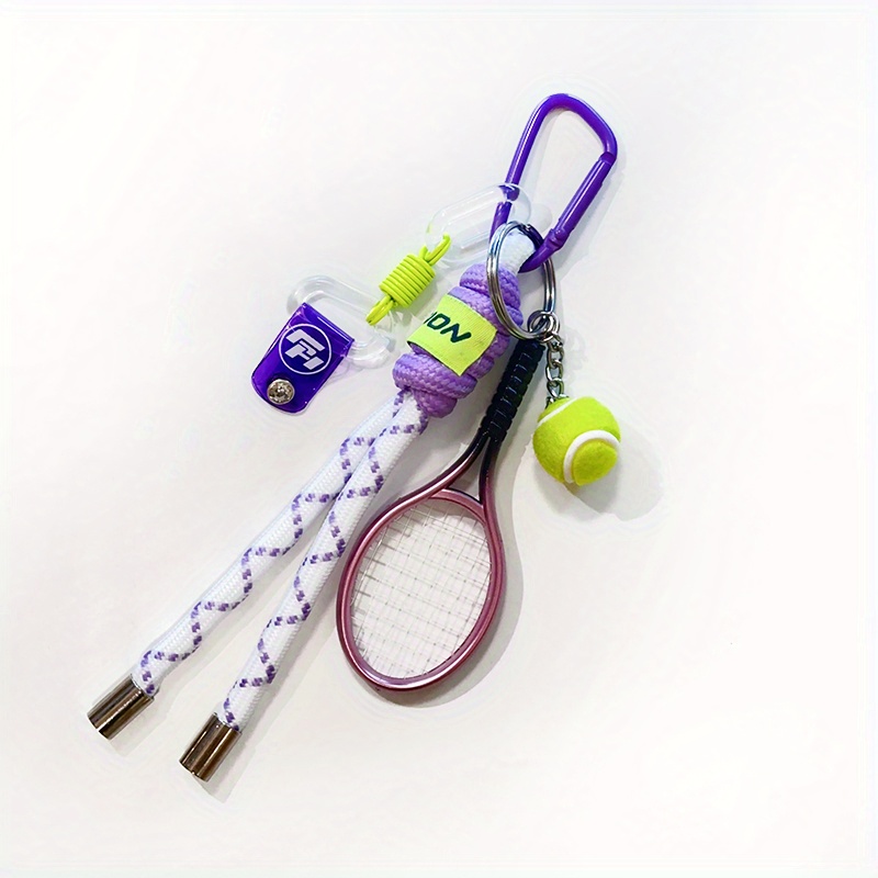 Tennis Racket& Ball Keychain Set- Vivid Sporty Climbing Rope Pendant For Car Keys/backpacks, Durable Plastic Gift For Players& Party Favors, Easter Gift