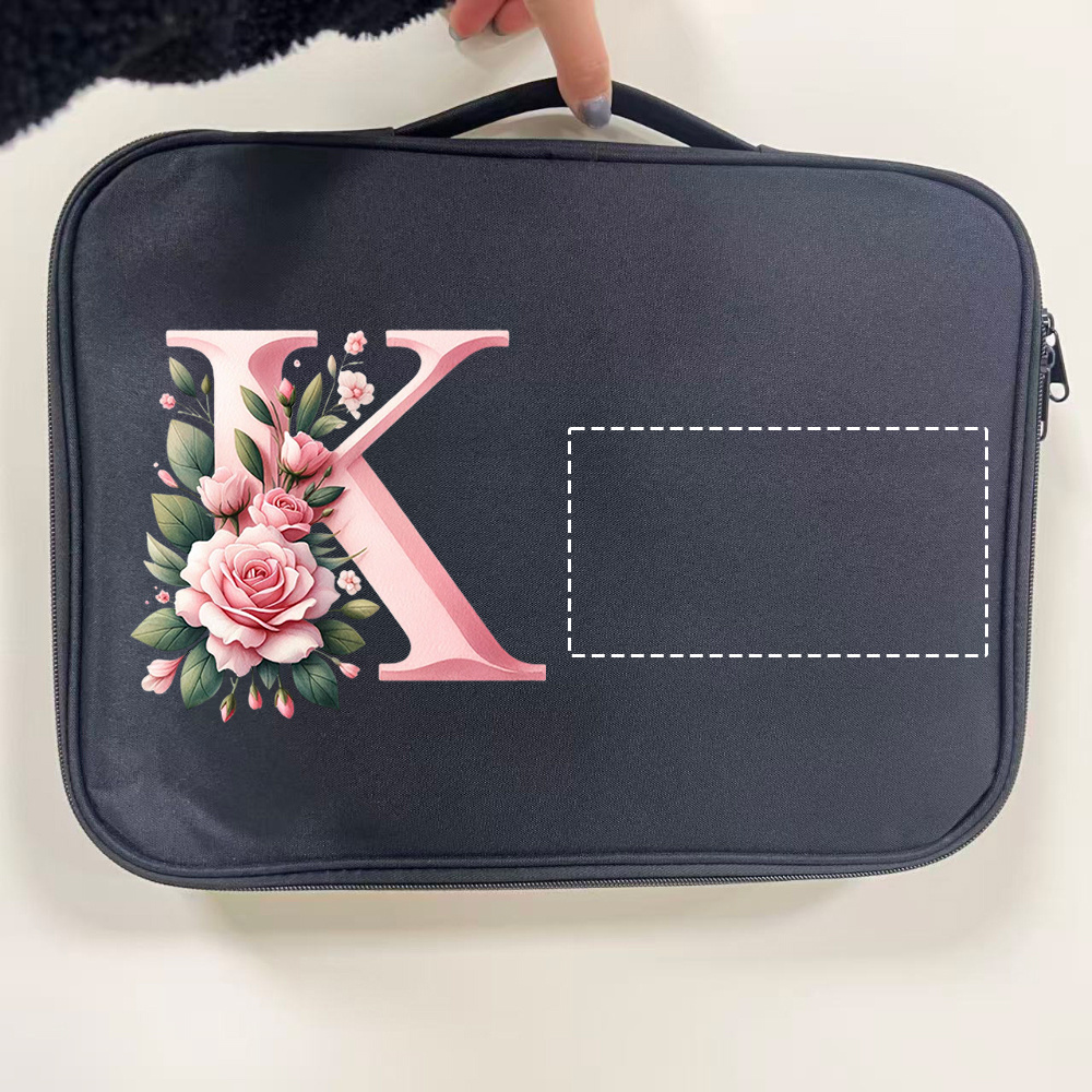 Custom Floral Initial Laptop Tote Bag with Monogram