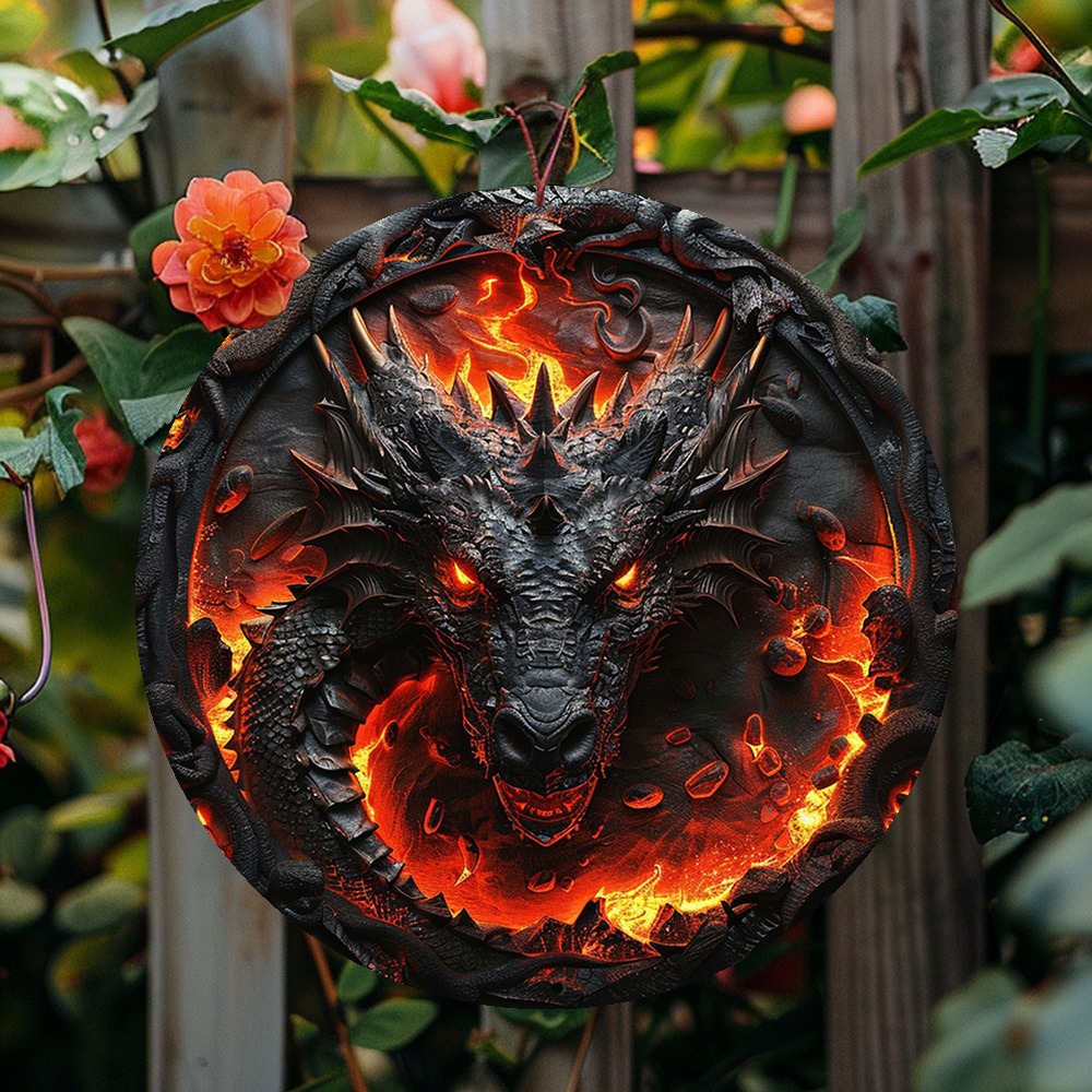 

1pc Inferno Dragon Aluminum Wall Art - Weather-resistant, 3d Effect Metal Decor With Design, Pre-drilled For , Ideal For Outdoor & Indoor, Perfect Father's Day Gift