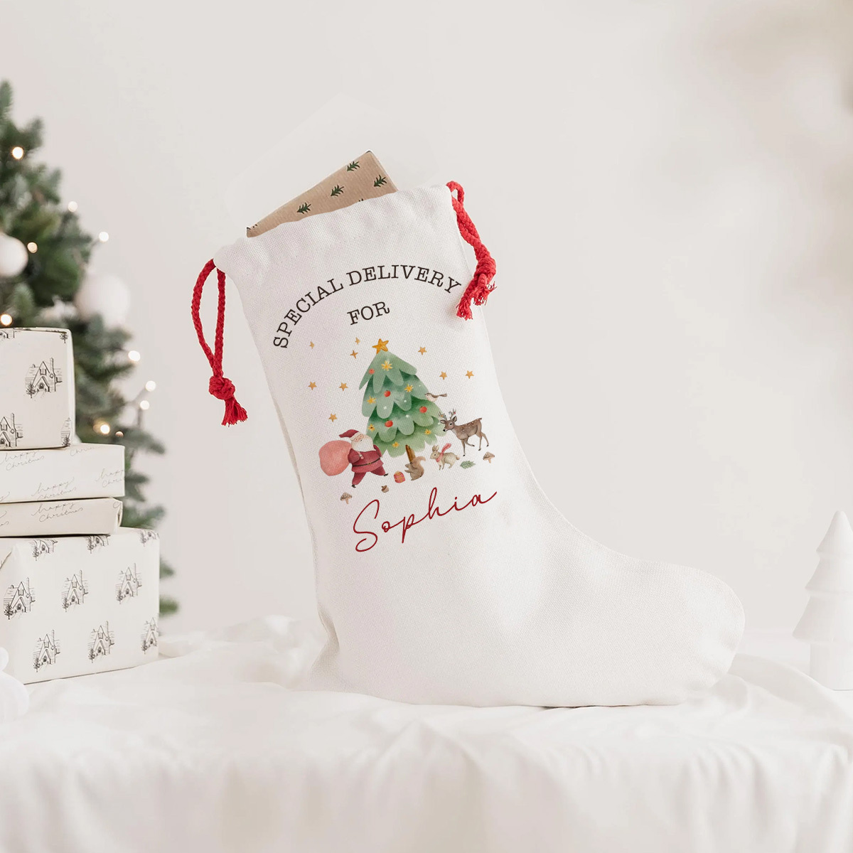 TEMU Personalized Christmas Stocking, Custom Name Christmas Stockings, Holiday Present Sack, Christmas Eve Bag, Christmas Fireplace, Room And Stair