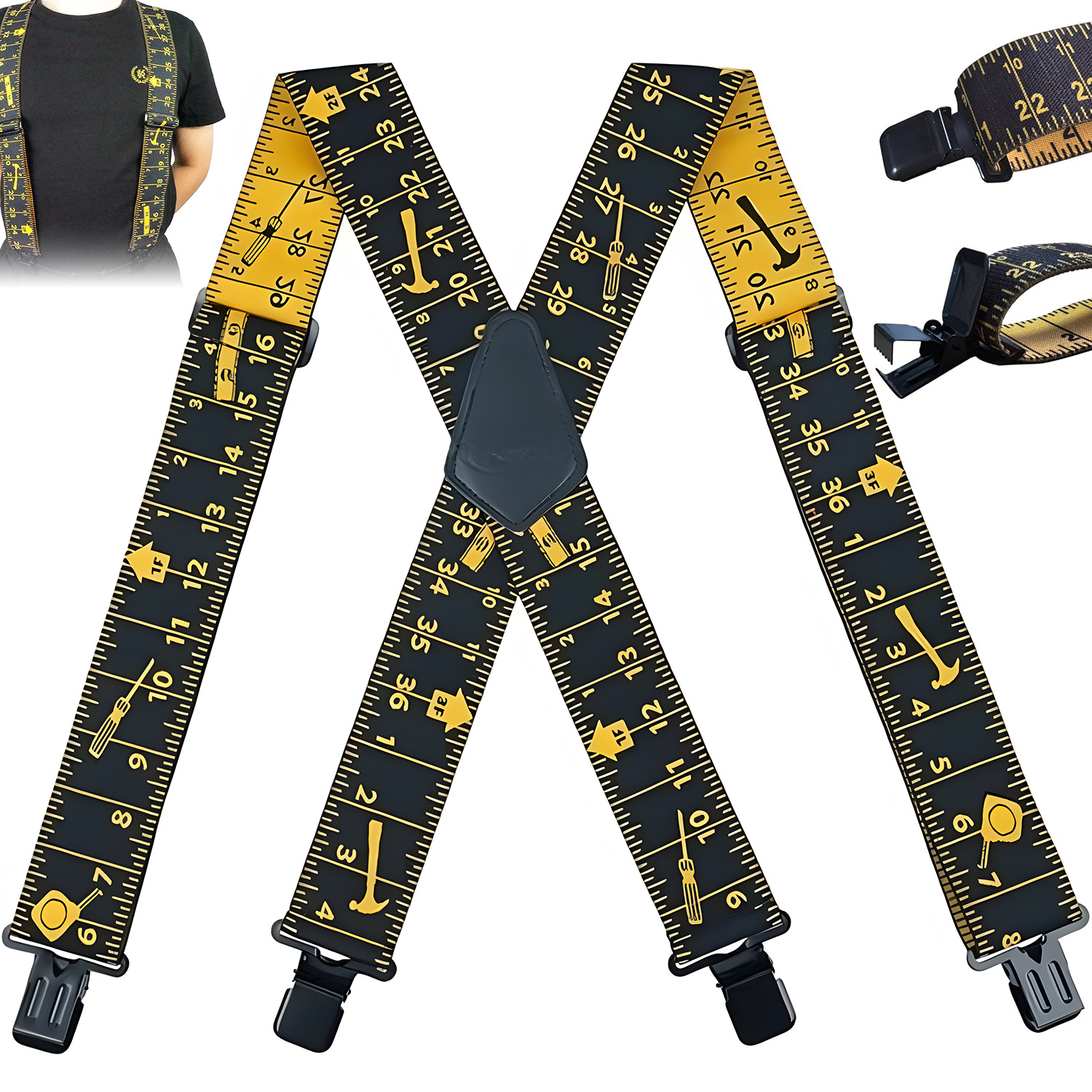 Heavy Duty Adjustable Suspenders - 5cm Wide Elastic Work Braces With High Stretch, Suitable For Outdoor,, & Utility Use - Versatile Trouser Suspenders For Pants, Overalls, Workwear