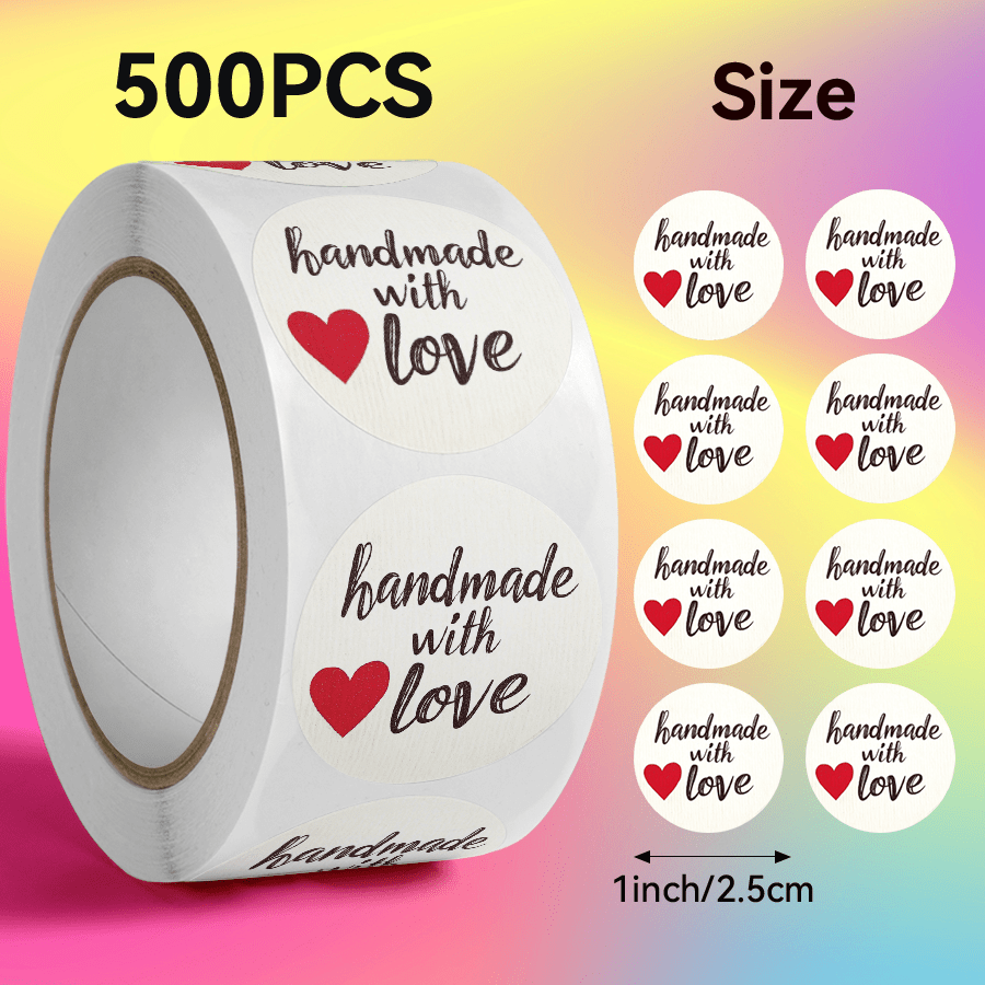 500pcs Handmade Love Stickers, "", Handmade Stickers