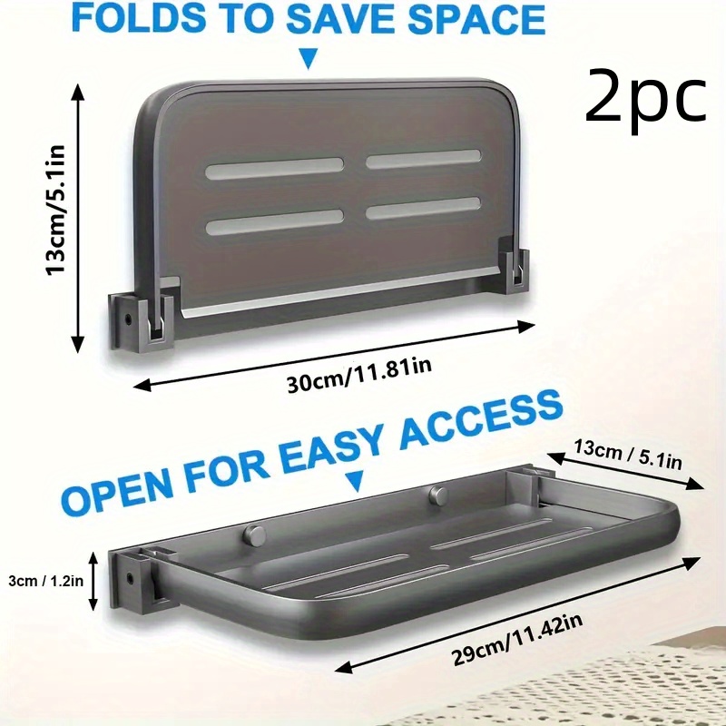 Image of 2pcs Rv Drop-down Aluminum Foldable Shelves Are Used For Wall Storage In Rvs And Campers And For Space In Rvs. The 90° Foldable Racks Are Accessories For Organizing Rvs