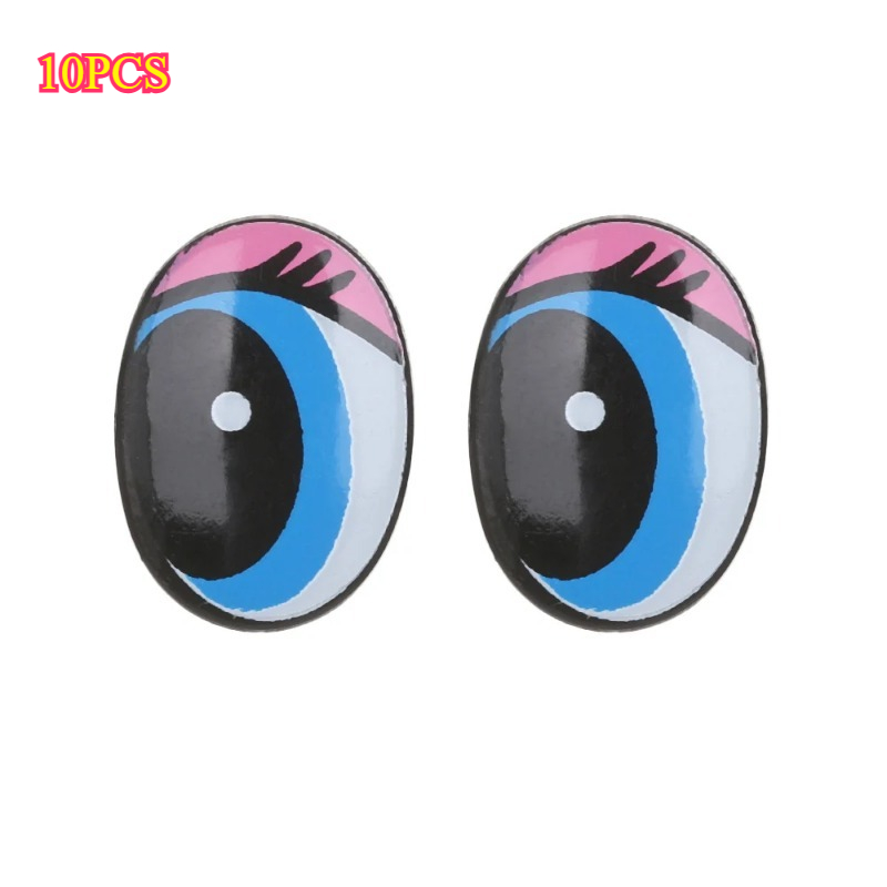 Image of 10pcs/ Safety Plastic Eyes For Diy Puppets Cute Oval Dolls Eye With Gasket Plush Animals Parts Dolls Accessories
