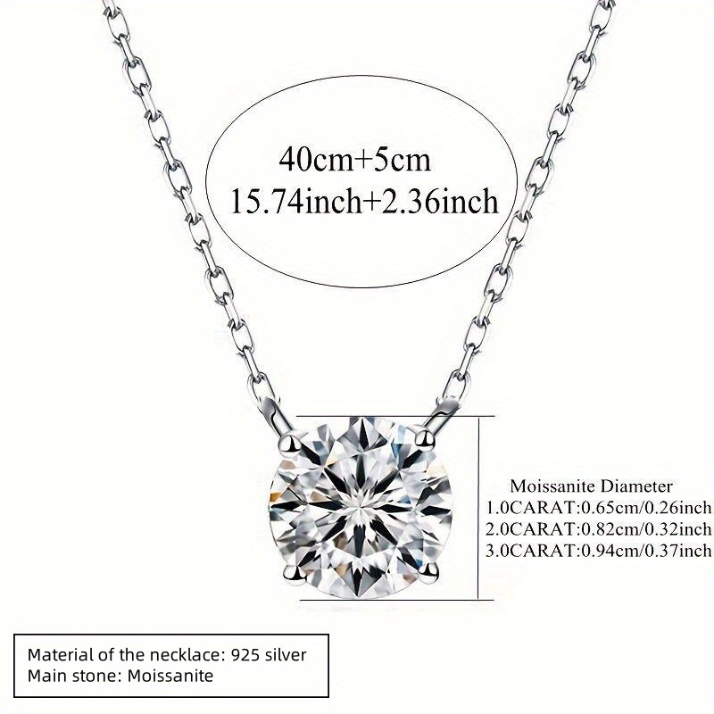 925 Silver Moissanite Classic Pendant Necklace