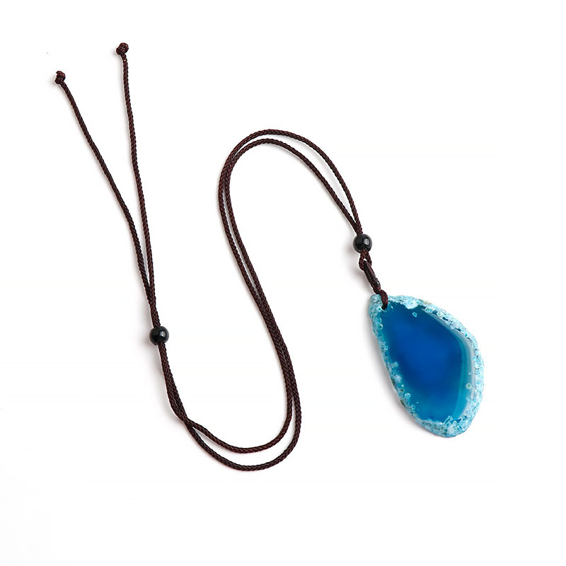 Natural Stone Irregular Colored Pendant Necklace