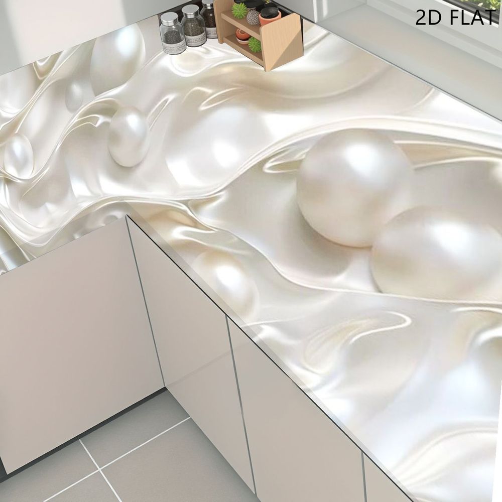 Image of 2d Flat 3pcs Luxurious Pearl Effect Stickers For Kitchen Countertops, Modern Design, Water Resistant & Durable Home Renovation Diy, Living Room Decoration, Art, 2d Flat