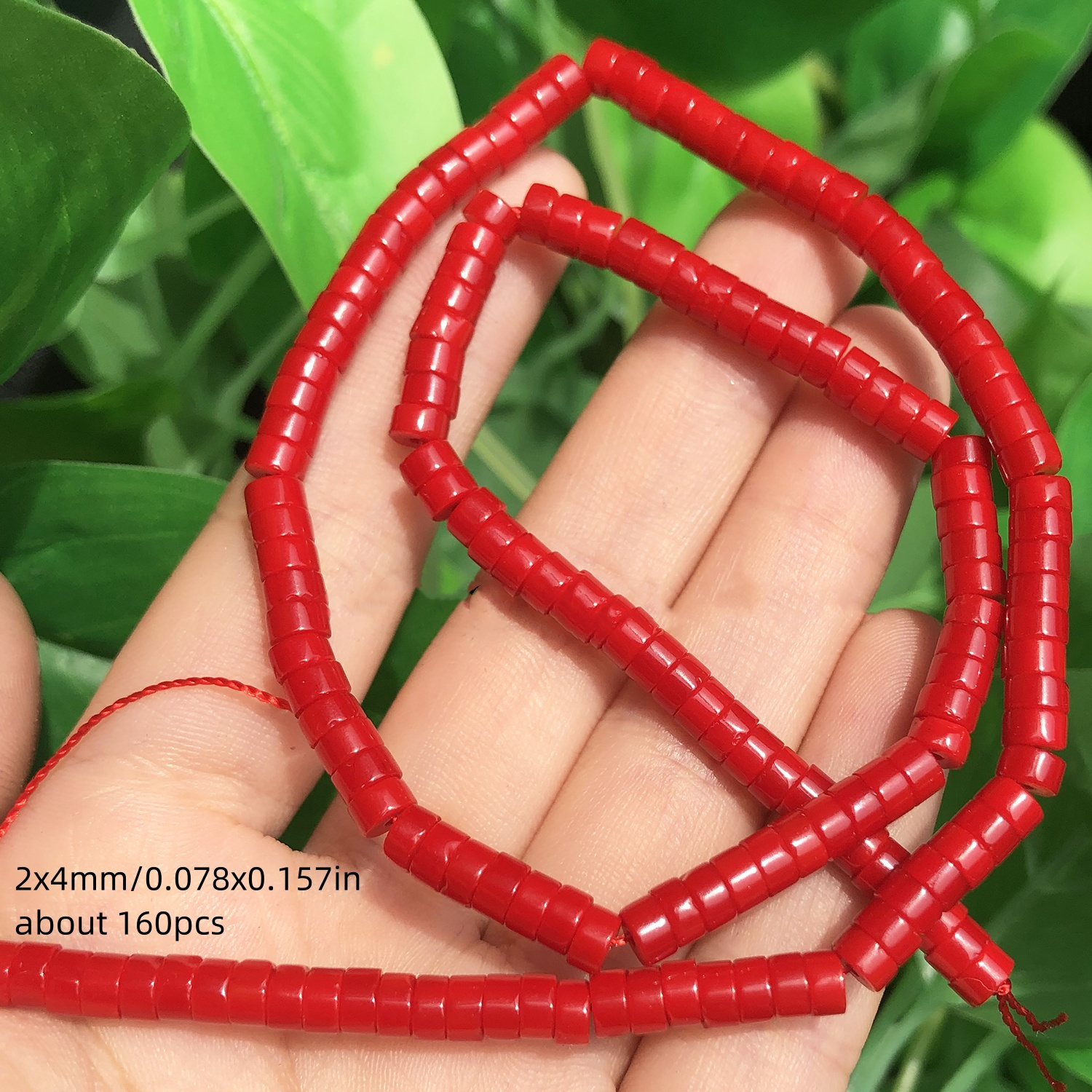 Image of 160pcs 2x4mm Natural Coral Cylindrical Loose Beads, Suitable For Jewelry Making Exquisite Bracelets, Necklaces, Earrings, Handicraft Additions, Women's Gifts