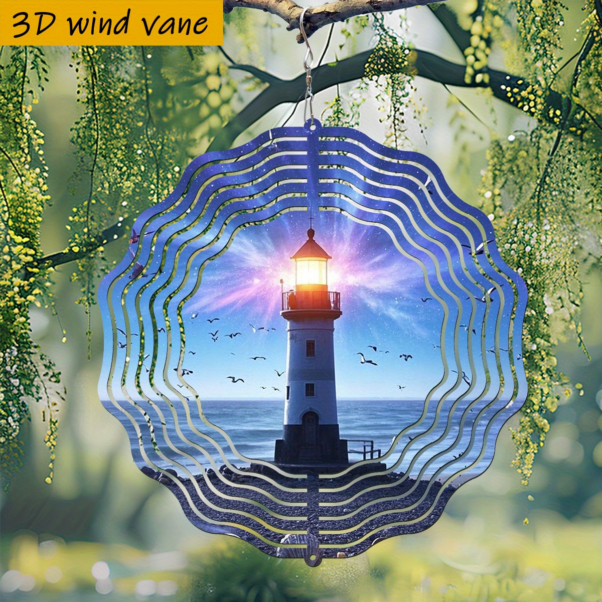 E-shop 3D . „Möwen fliegen um einen .“ „25,5 cm/10 Zoll*25,5 cm/10 Zoll mit Drehhaken, 360° kreativer DIY-Windspinner“ Rotierender