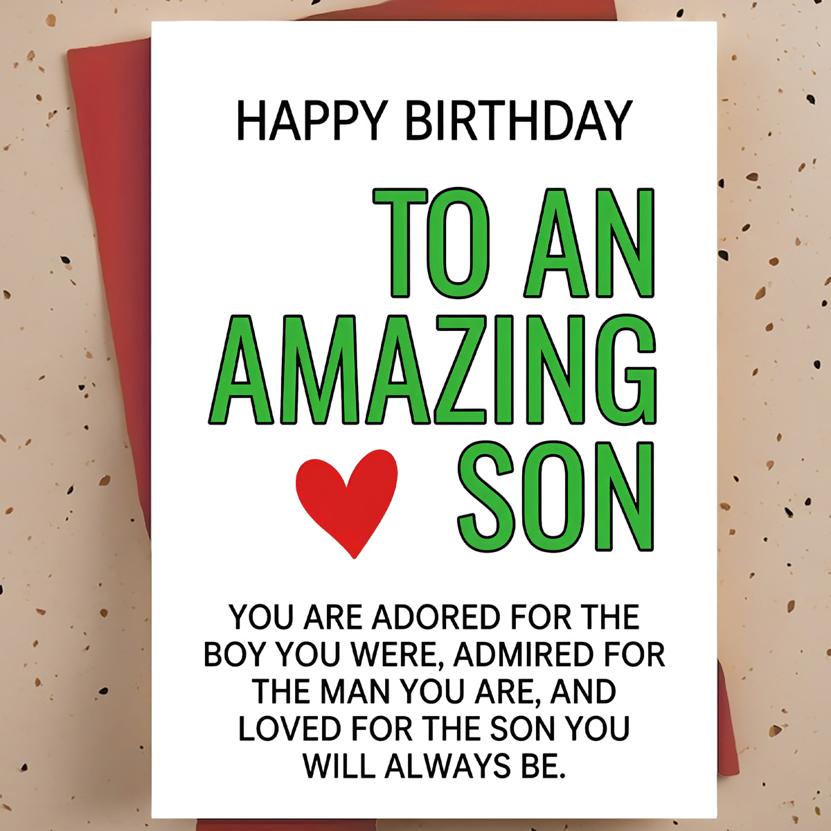 TEMU 1pc Birthday Greeting Card For Son – Heart , Card, With Envelope