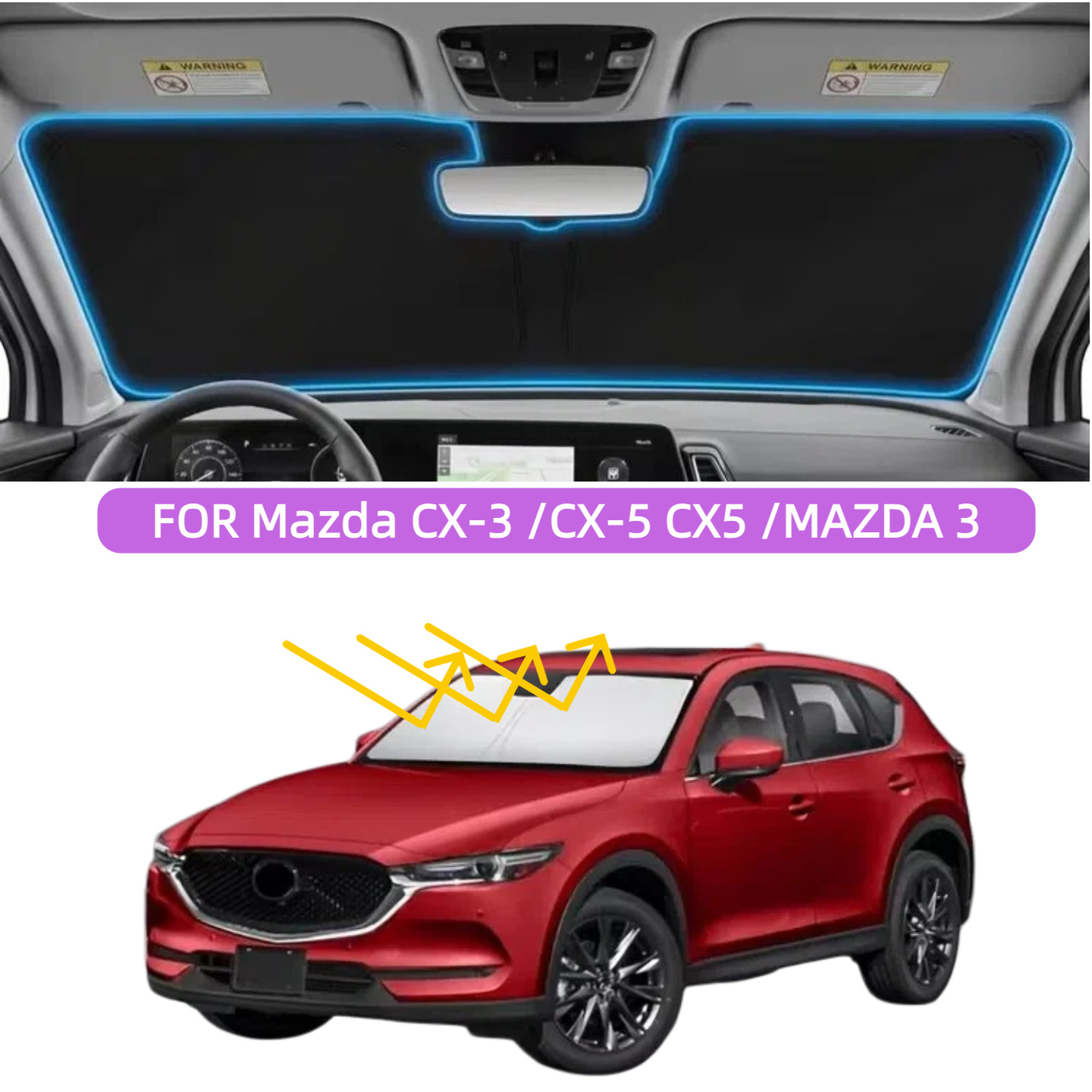 TEMU Windshield Sun Shade For For Cx5 For For 3 Front Sunshade Protector Foldable Sun Visor Blocks Keep Car Cooler