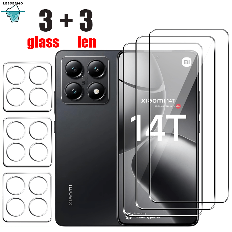 

3+3 Pack Xiaomi 14t Tempered Glass Screen Protector, 9h -resistant, -free, Anti-fingerprint Oil Electroplating,