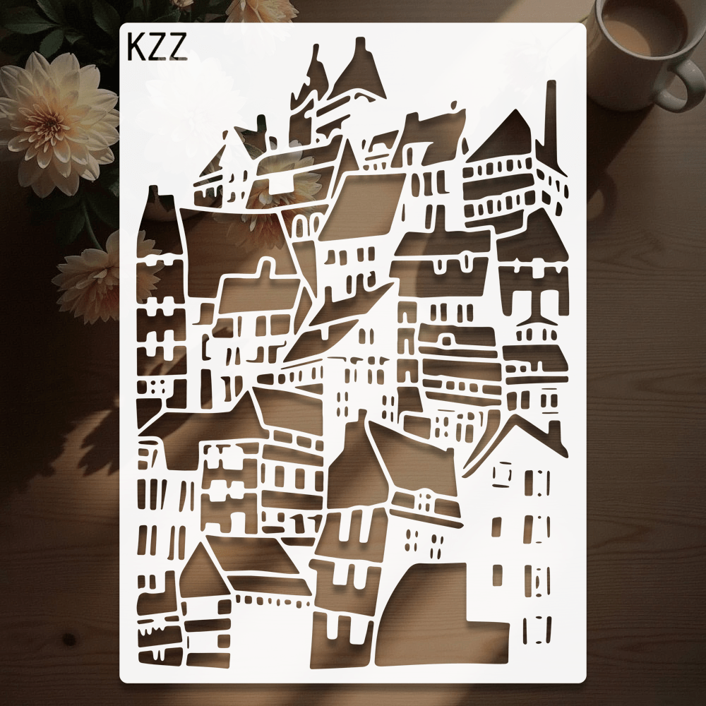 E-shop KZZ Große wiederverwendbare Schablone geeignet für Farbe, Scrapbooking, Decoupage – Geeignet für Wände, Böden, Möbel, Leinwand, Fotorahmen &