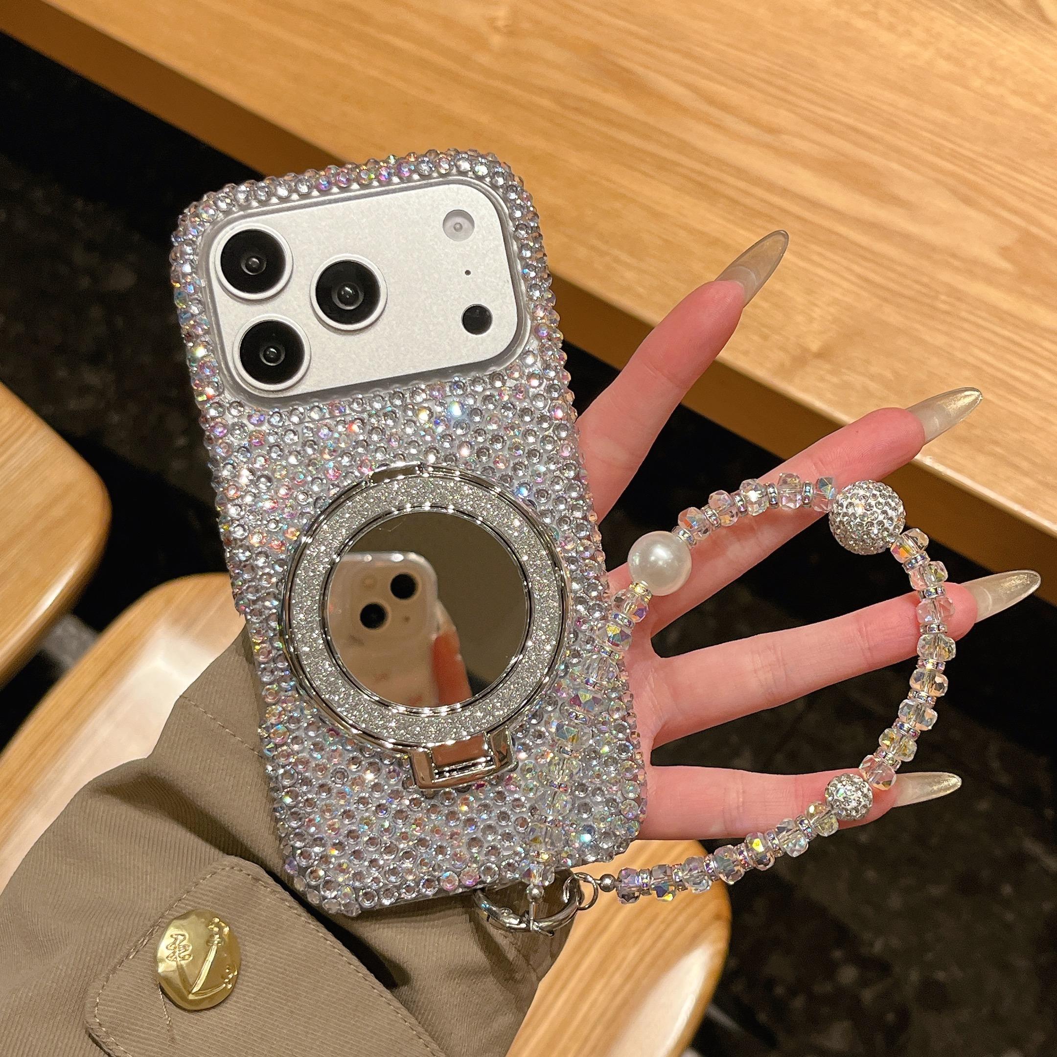 TEMU Phone Case - Mirror Stand Phone Case With Chain, Compatible With Iphone 17/17 Pro/17 Pro Max/16/16 Plus/16 Pro/16 Pro Max/ Plus/15 Pro/15 Pro