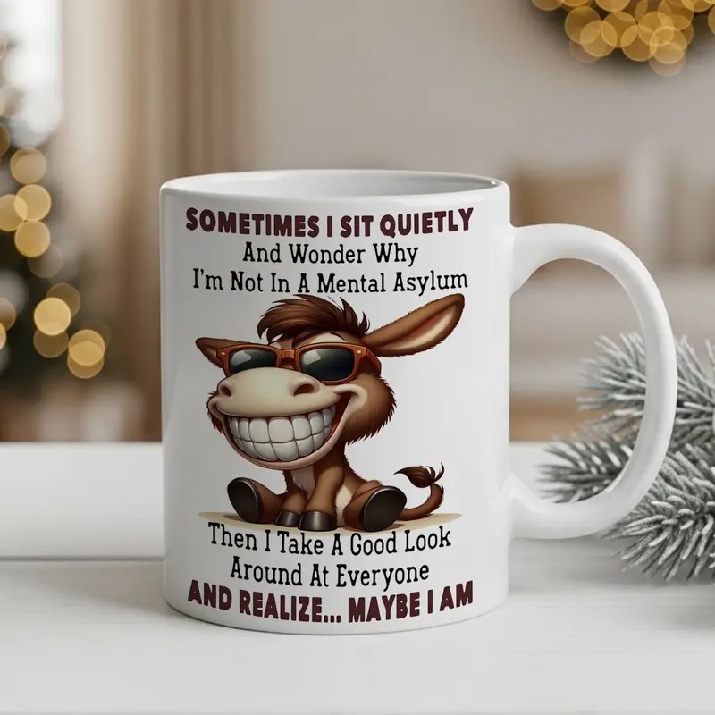 TEMU 1pc Funny Donkey Mug With And Glasses Design - 11oz Ceramic Coffee Cup Suitable For Coffee And Humorous Gift For Office Home Birthdays Christmas