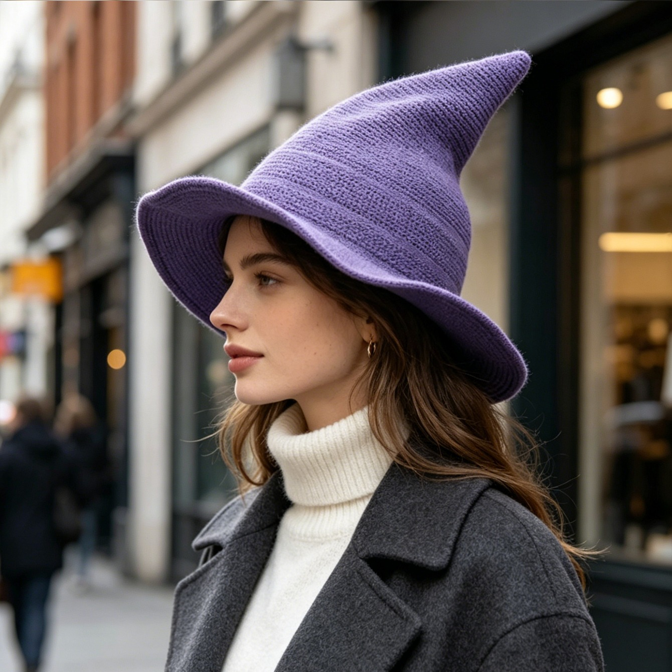 TEMU Chapeau de sorcière pliable en tricot, calot de pointu pour cosplay d'Halloween, séchage rapide et réglable, idéal pour les spectacles sur