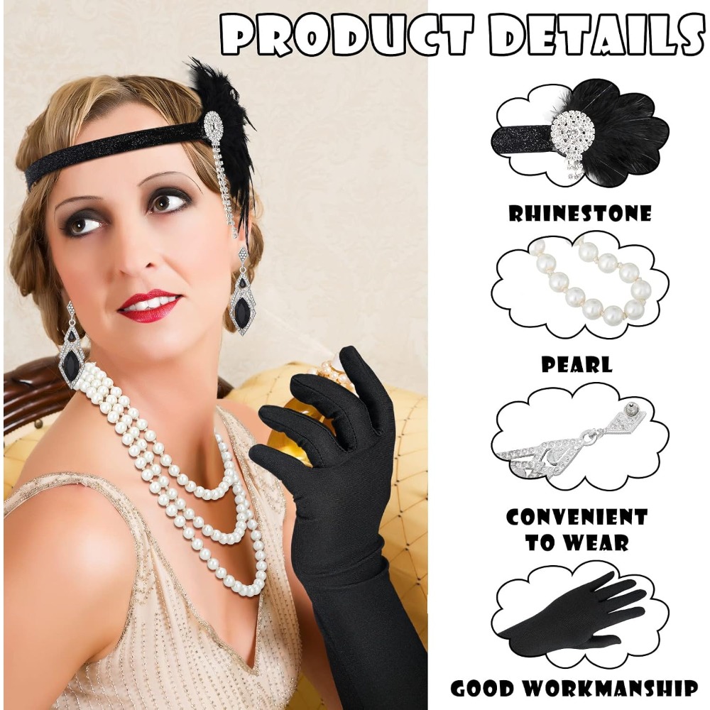 Women's 1920s Flapper Costume Accessories Set