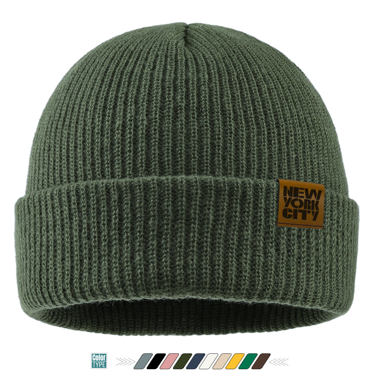 TEMU Warm Winter Knitted Hat, Men's Brimless Beanie With " City" Tag Design, Classic Solid-color Women' Beanie, Simple And Soft Beanie Hat, Dad's