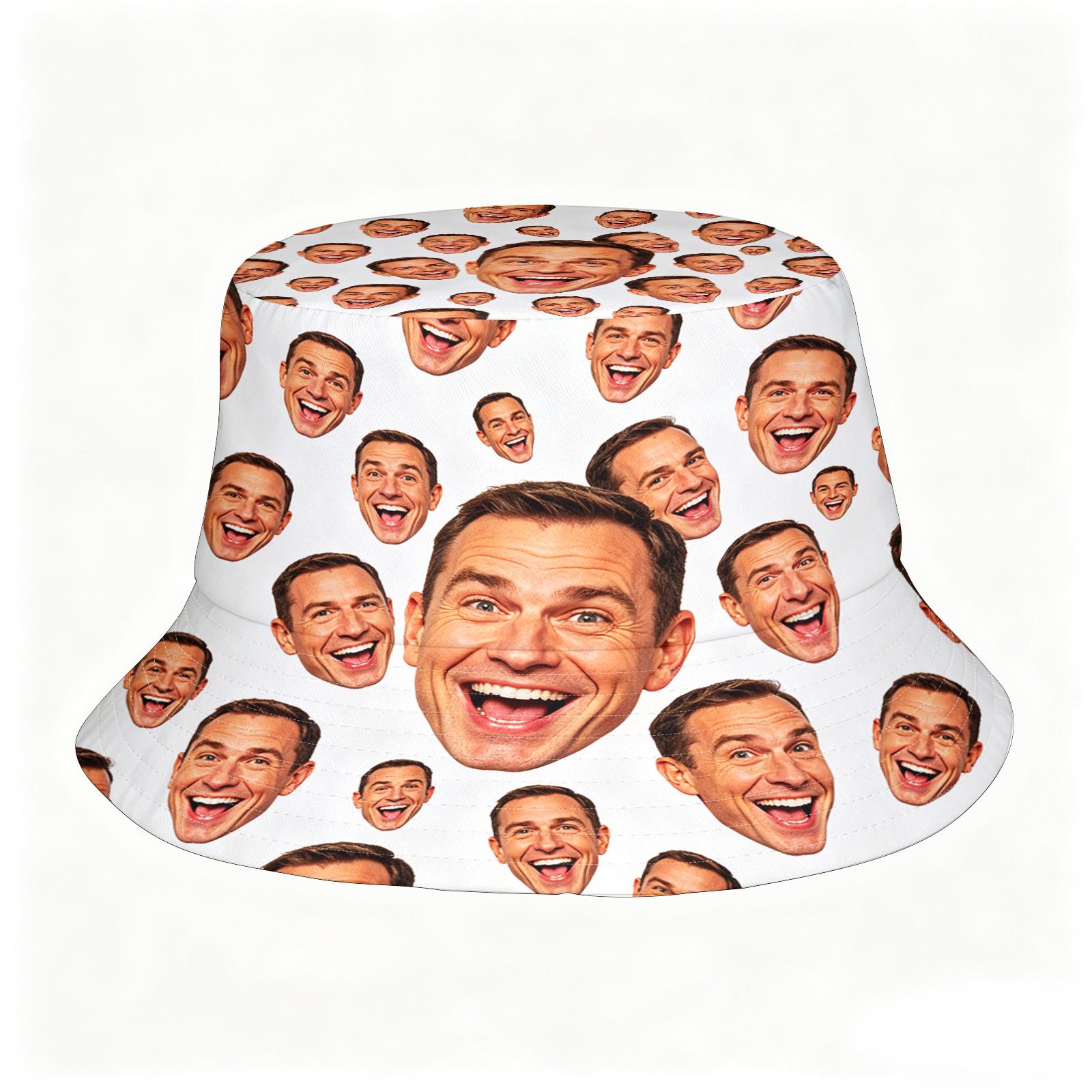 TEMU Custom Portrait Printed Unisex Bucket Hat, Diy Self- Photo Sun Hat, Breathable Polyester Fabric, High-end Custom Accessory For Festivals,
