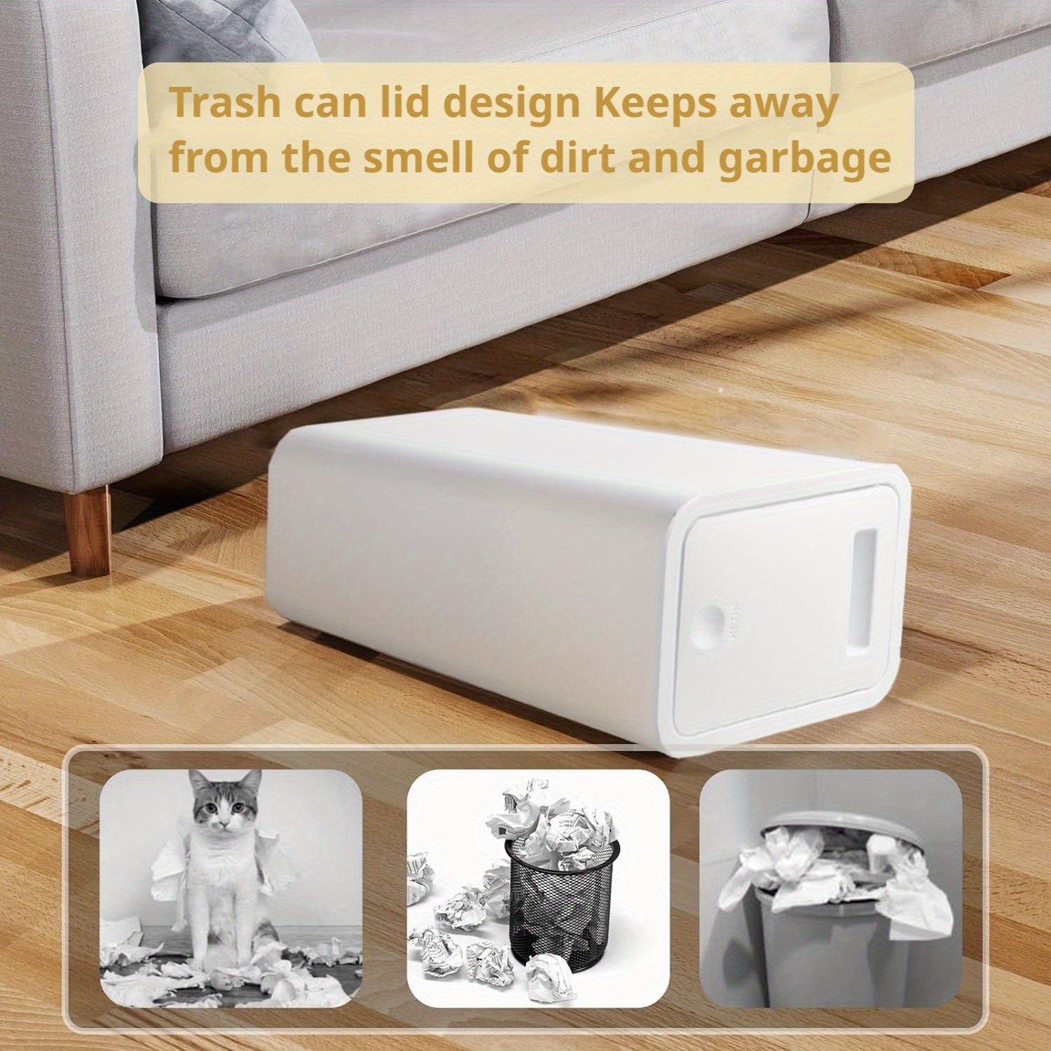 3 piezas de cubo de basura de 15L con tapa sellada, antideslizante, antiolor y silencioso, universal para baño, cocina, dormitorio, incluye más de 100 bolsas de basura gratis.