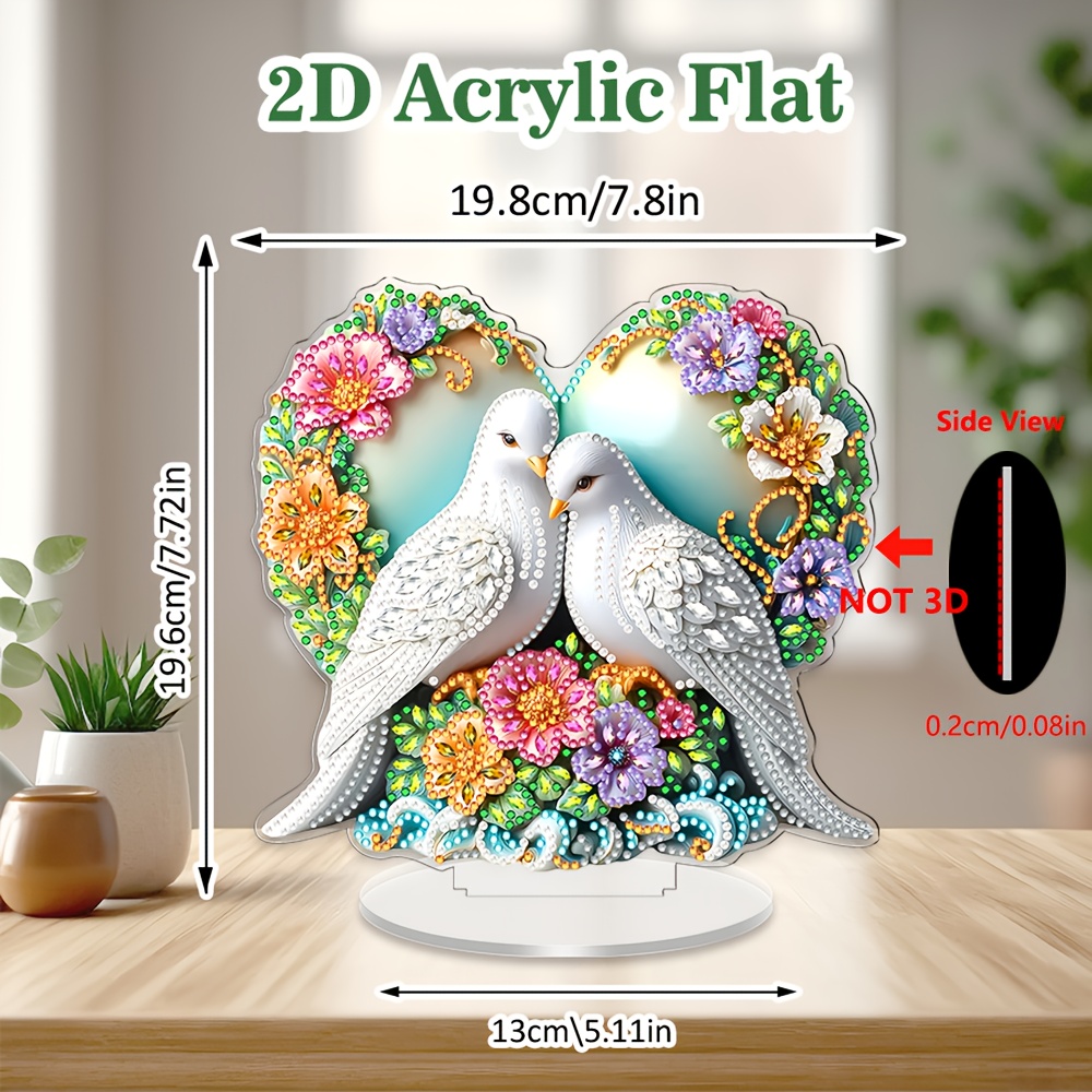 TEMU Ornement de bureau plat 2D - Motif de de la paix, Ornement de irrégulière 5D, Artisanat décoratif en acrylique, Cadeau , Production à , Convient