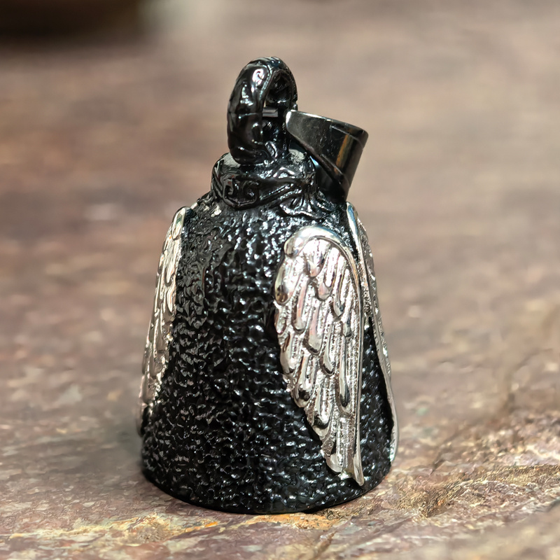 Image of New Stainless Steel Cast Wings Bicycle Bell, Suitable For Motorcycles/bicycles, Designed For Male And Female , Motorcycle Keychain, Good Luck Bell Spirit Bell Motorcycle Accessory