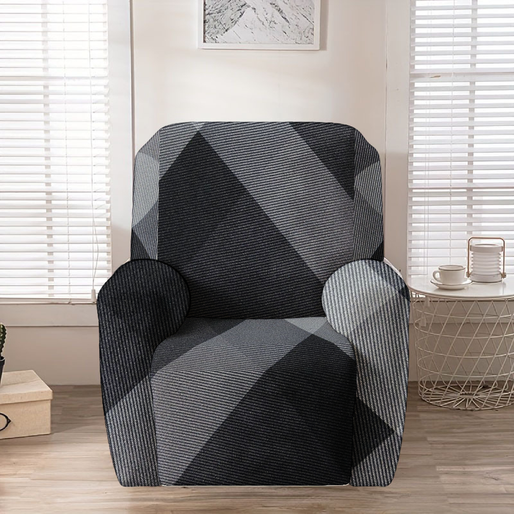 TEMU Minimalist Gray And Black Color- Lounge Chair Cover, Machine Washable, Easy To Clean, Soft And Skin-friendly, Non-slip. Full-coverage Fabric