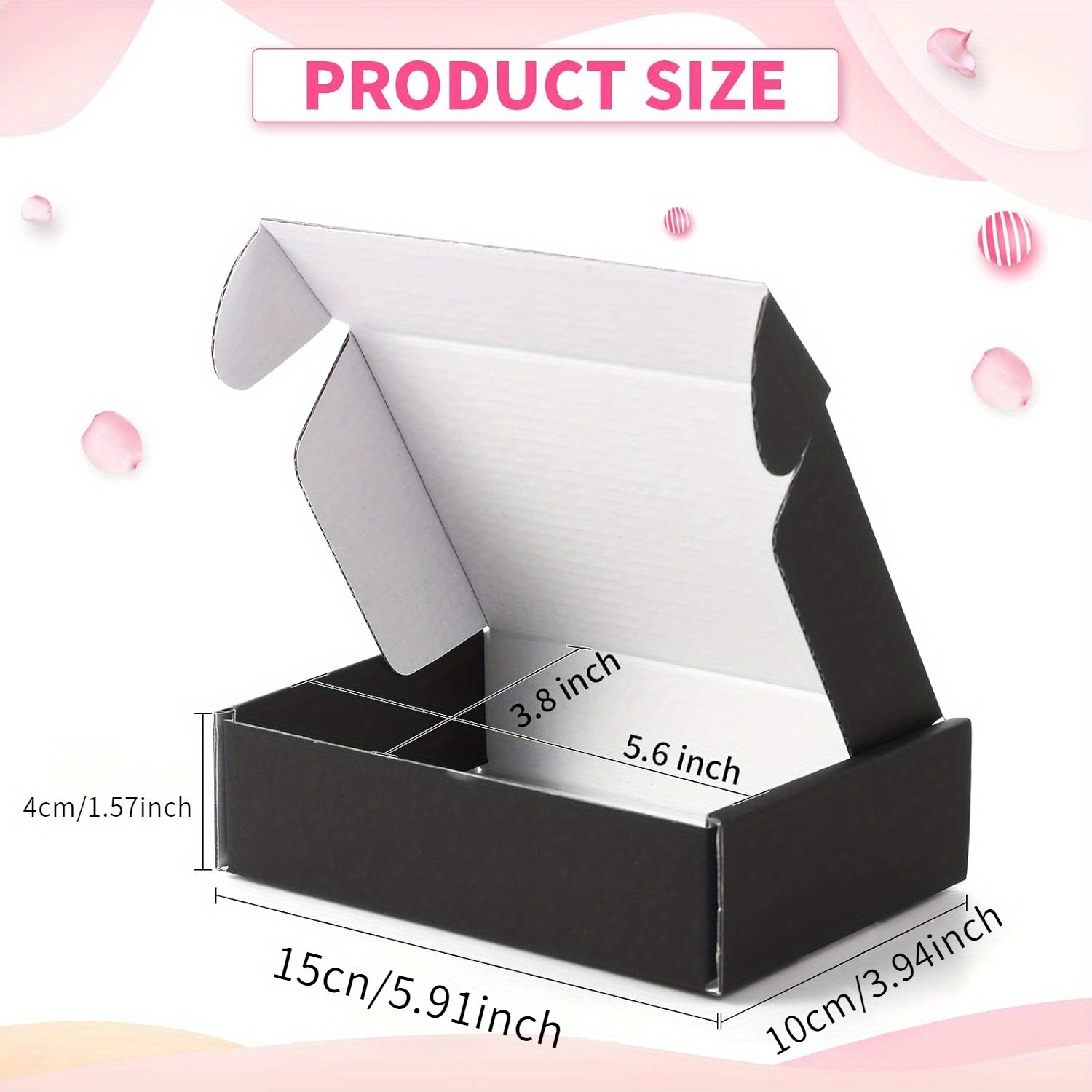 Image of Set Of 50 Cardboard Corrugated Mailer Boxes Designed For Small Businesses, Featuring A Small Size (black, 15x10x4cm/6x4x1.57inch) For Product For Packaging