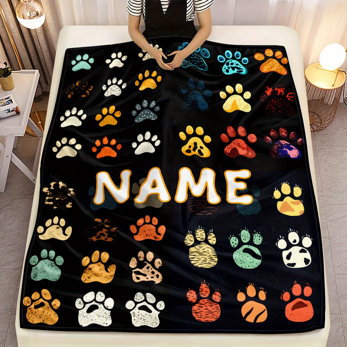 TEMU de de Perro con y Personalizado - de Franela para Hogar, Ropa de Cama, Adecuada para Sofás, Camas, Viajes, Camping, Salas, Oficinas, Sillas y