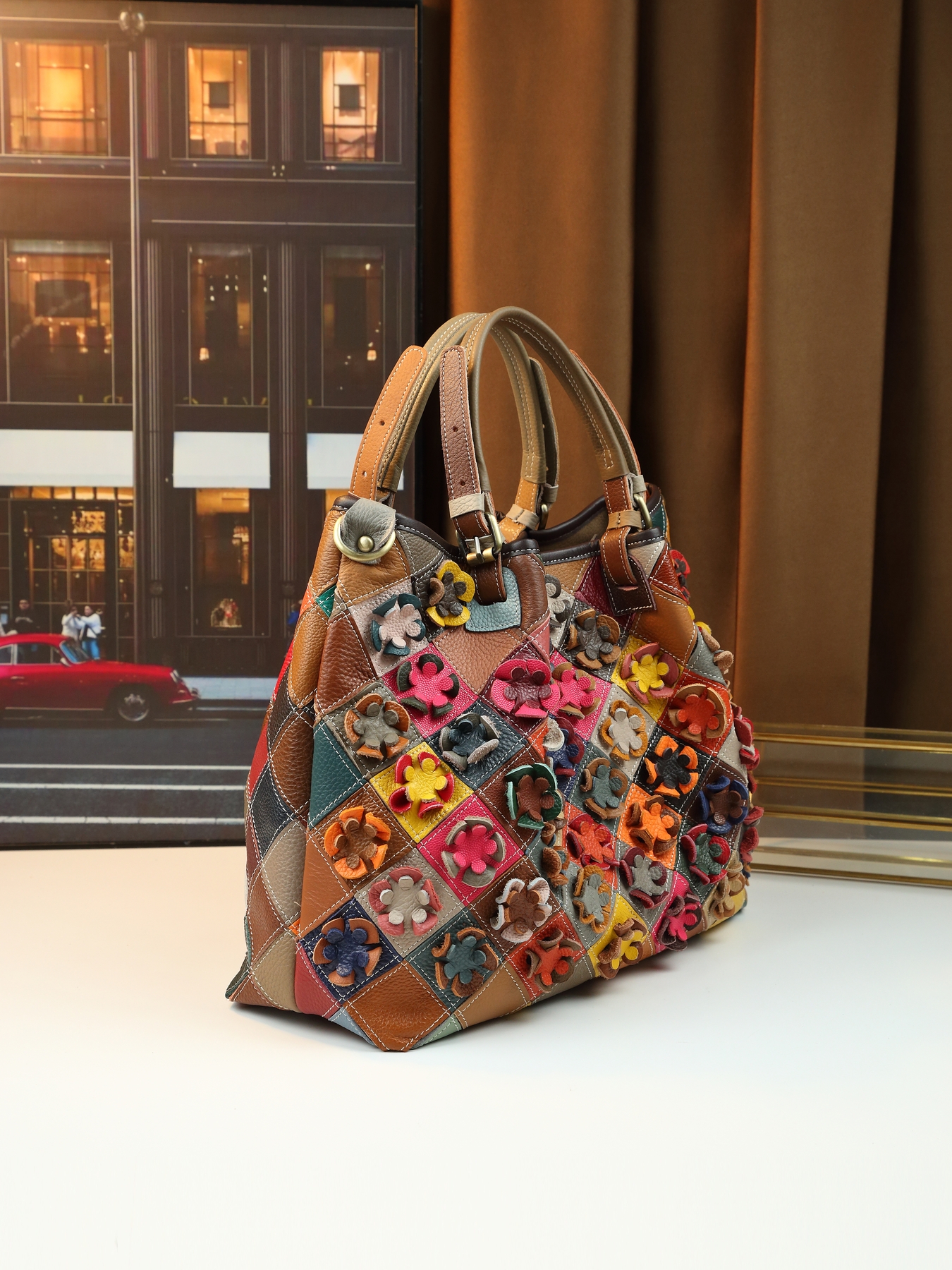 Tote bag carried by model