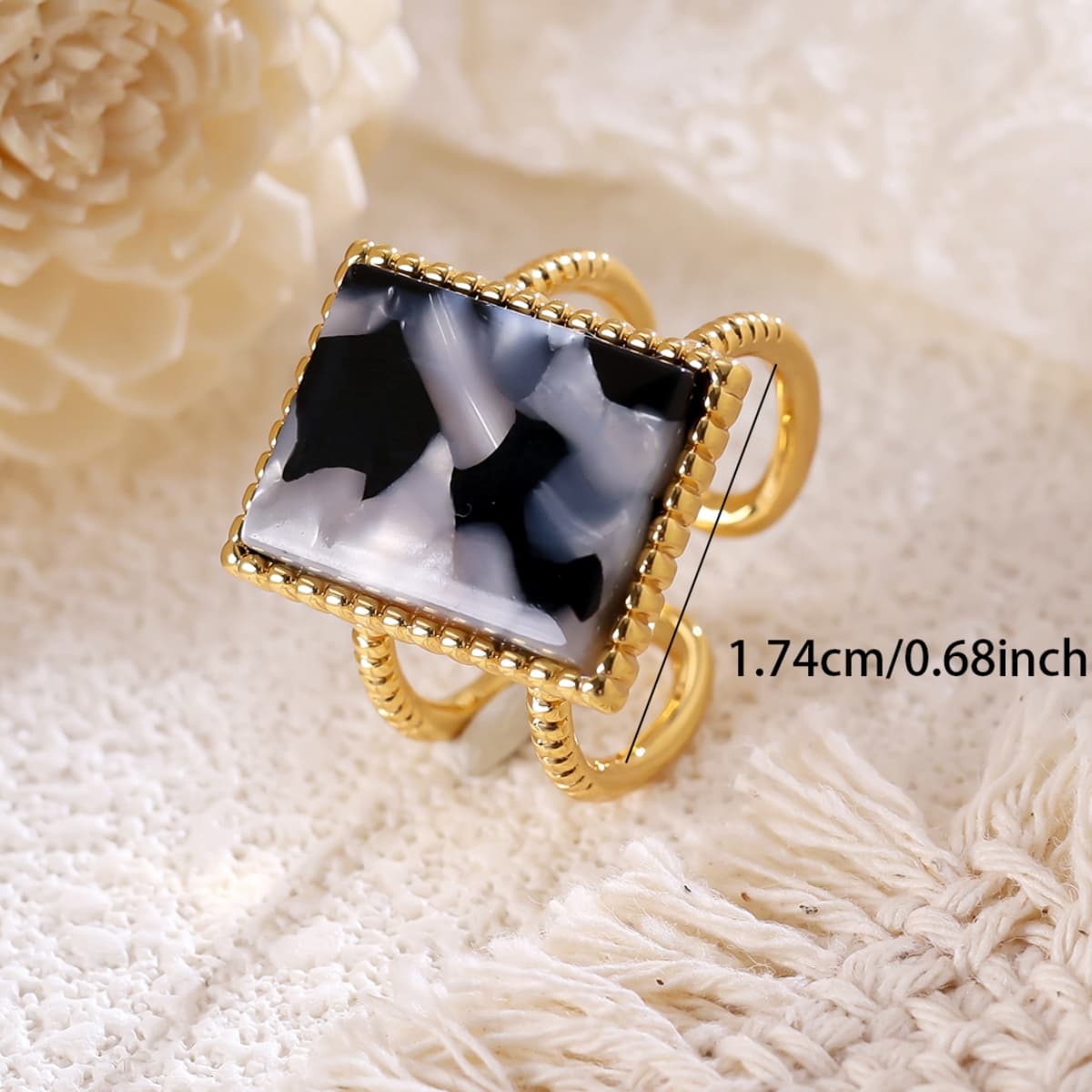 Minimalist Copper Geometric Square Adjustable Open Ring