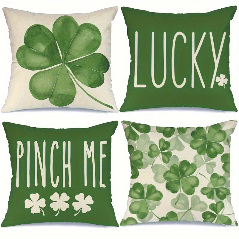 

's Day - Set Of 4, 18x18 Polyester Decorative Pillowcases, & , For & Decor
