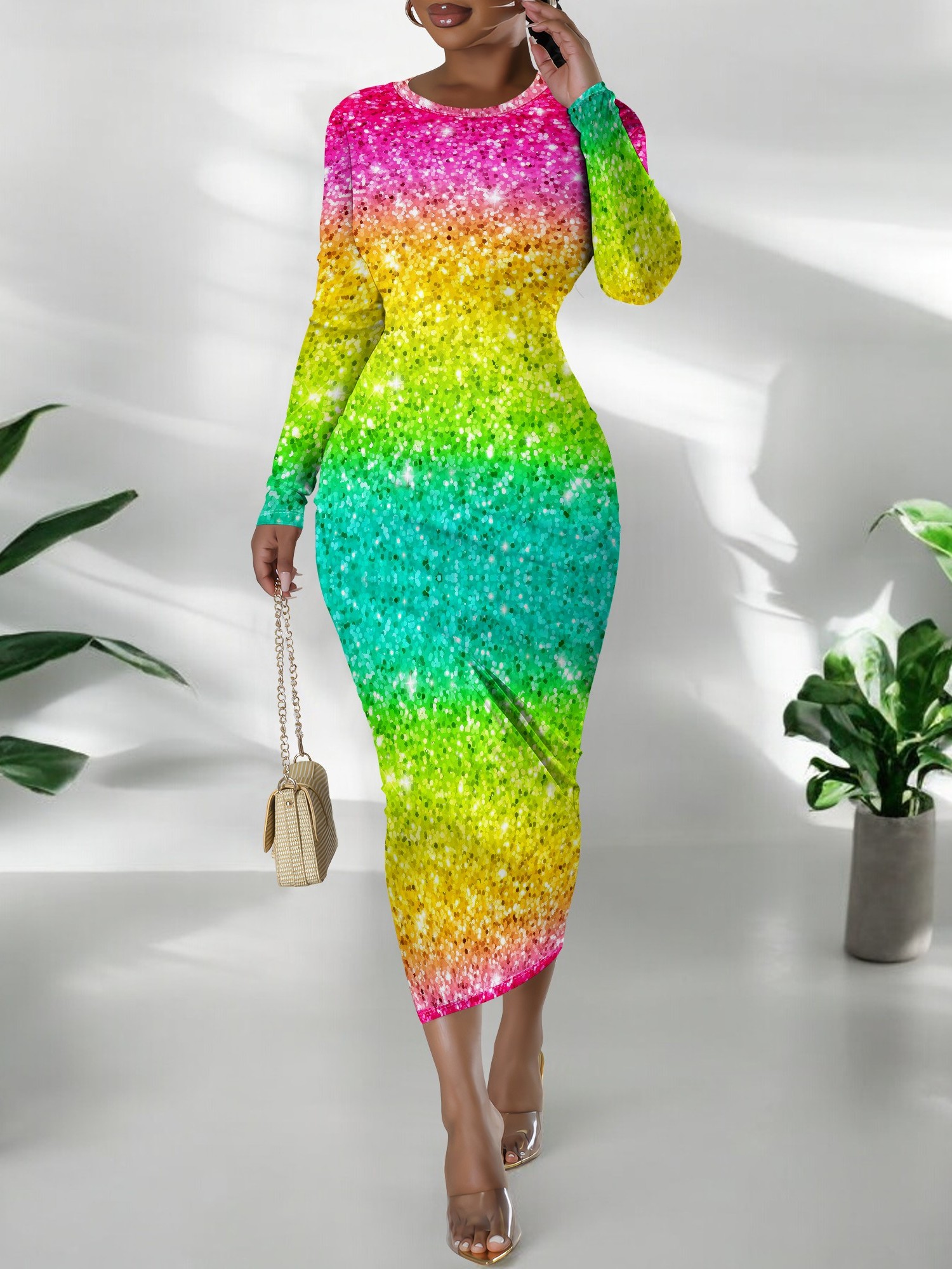 long sleeve maxi dress pink Petal and Pup Women's Ilyana Navy Blue and Ivory Luxury Eveningwear The dress has a Color:White/Black Colorblock