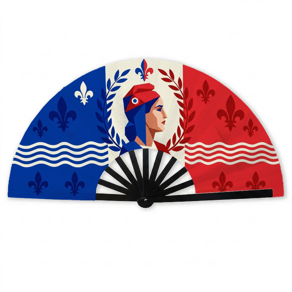 TEMU 1pc Français Mode Profil de Marianne et Fleur Un Éventail de Festival Adapté pour Halloween, Raves, Clubs, Concerts, à Thème, Cosplay, Ajouts de