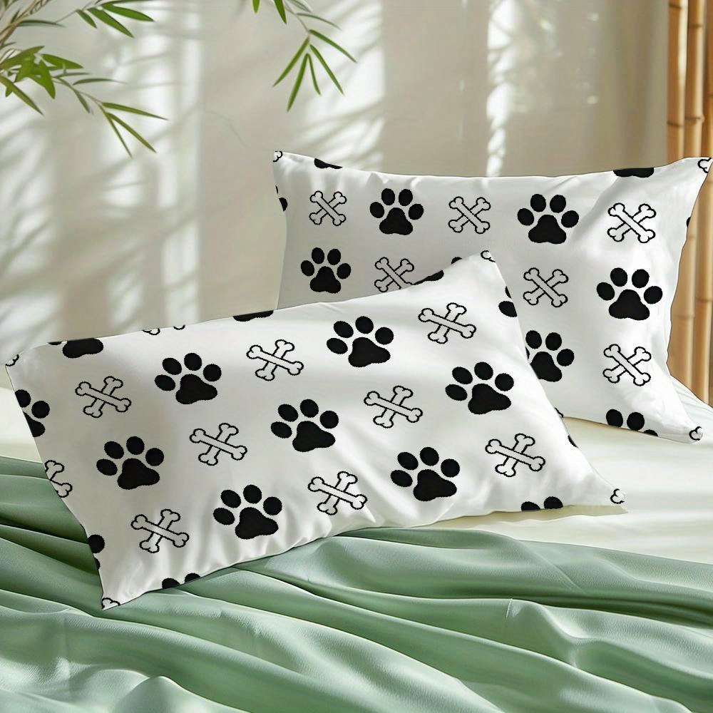 TEMU 2pcs Of Cartoon Colored Graffiti With Cat And Dog Paws, Featuring North European And Patterns (4) Pillow, 2pcs Pillow Case, Double-sided Soft
