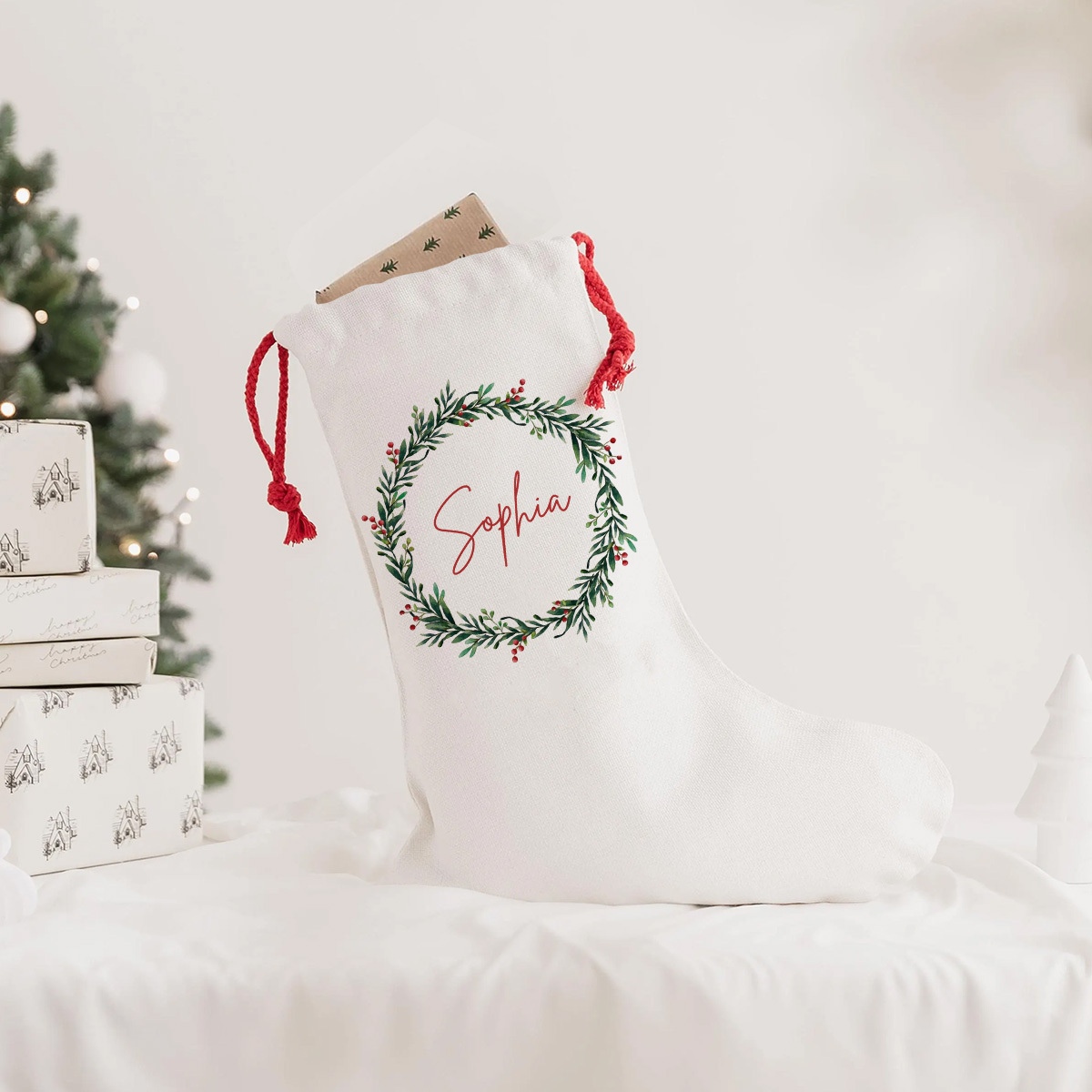 TEMU Personalized Christmas Stocking, Custom Name Christmas Stockings, Holiday Present Sack, Christmas Eve Bag, Christmas Fireplace, Room And Stair