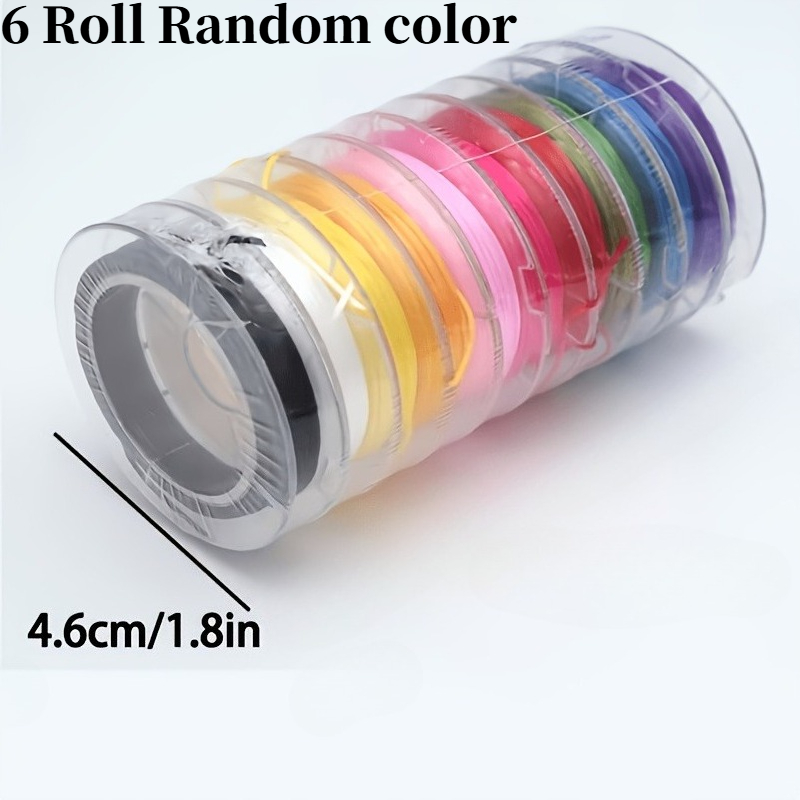 TEMU 6 Rollen Willekeurige Kleur Kleurrijke Elastische Kralen Koord, 0.8Mm Diameter Stretch Koord voor Armband Maken, Transparante Elastische Kralen